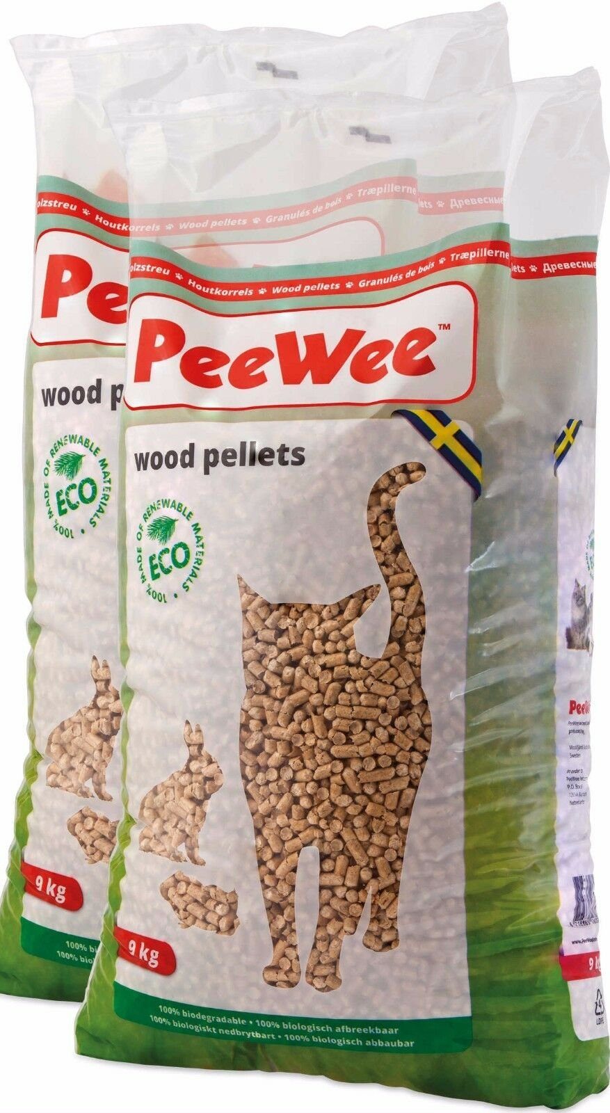 PeeWee Katzenstreu Katzenstreu Holzstreu für PeeWee Katzentoilette 2 x 9 KG / 28 L