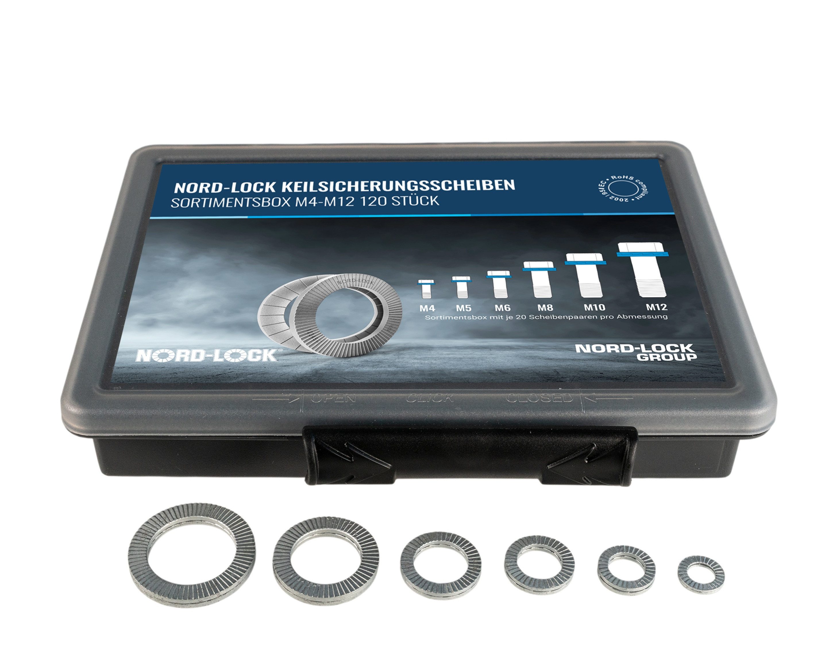 NORD-LOCK Лопатаgabel Nord-Lock 120 Paar Keilsicherungsscheiben Stahl M4-M12 3641