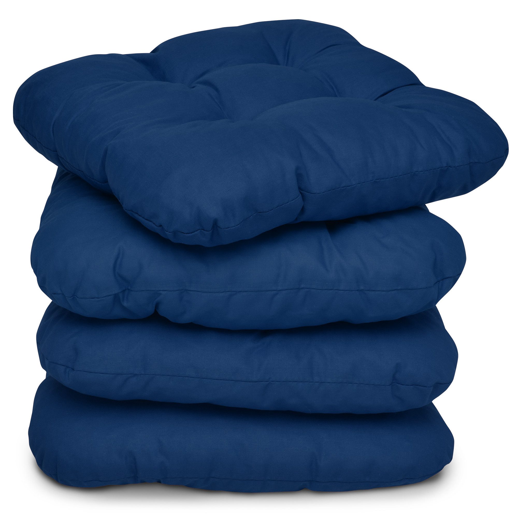 Beautissu Stuhlkissen 4er Set Sitzkissen Lisa Dunkelblau, 40x40x8cm, Indoor & Outdoor Kissen mit 8cm Schaumstoff Füllung, widerstandsfähig