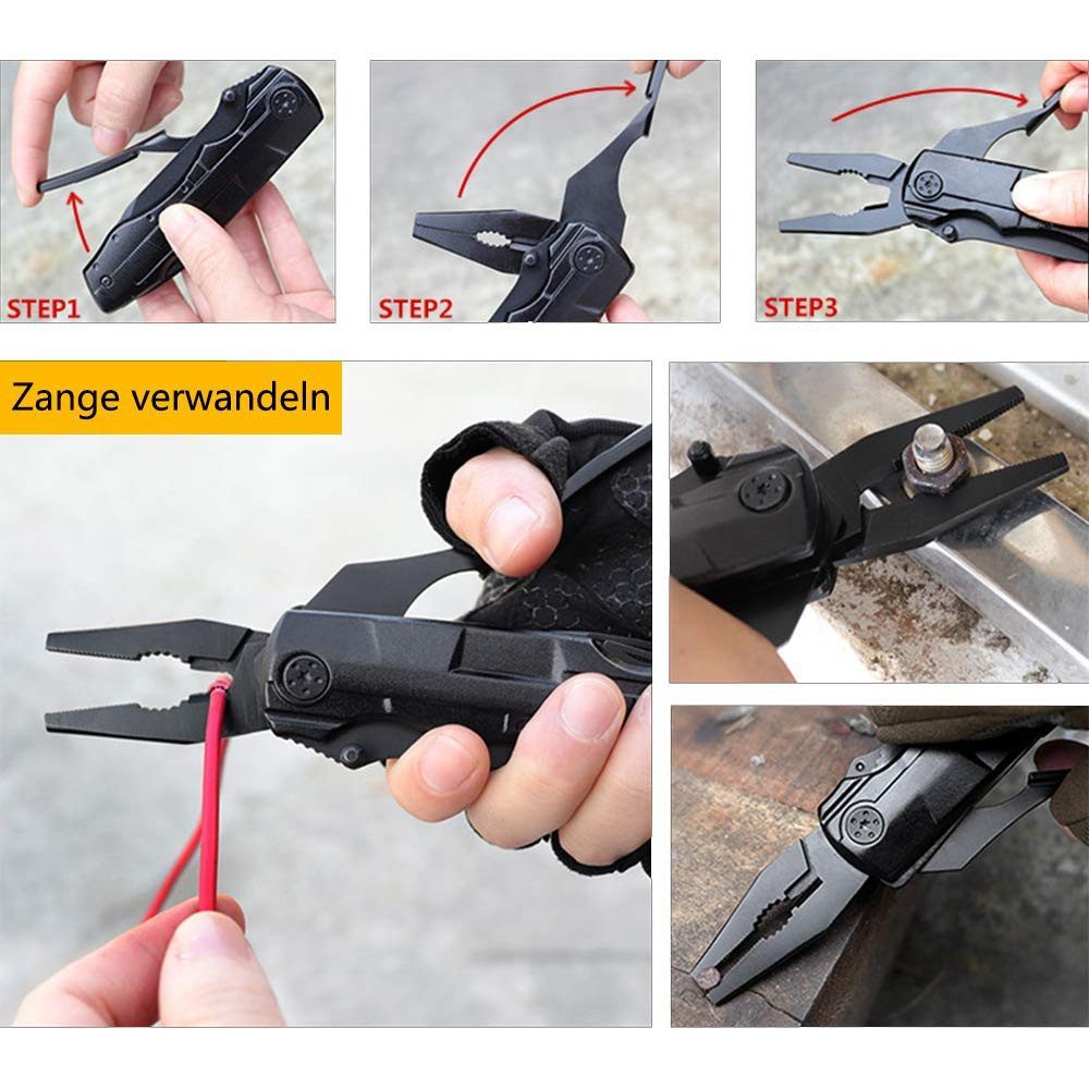 ibettertec Taschenmesser Multifunktion Taschenmesser, 13 in 1 Taschenwerkzeug Multitool, (mit Zange Klappmesser Dosenöffner Schraubendrehe), für outdoor Camping,Wandern, Inklusive EDC Kreditkarten Messer