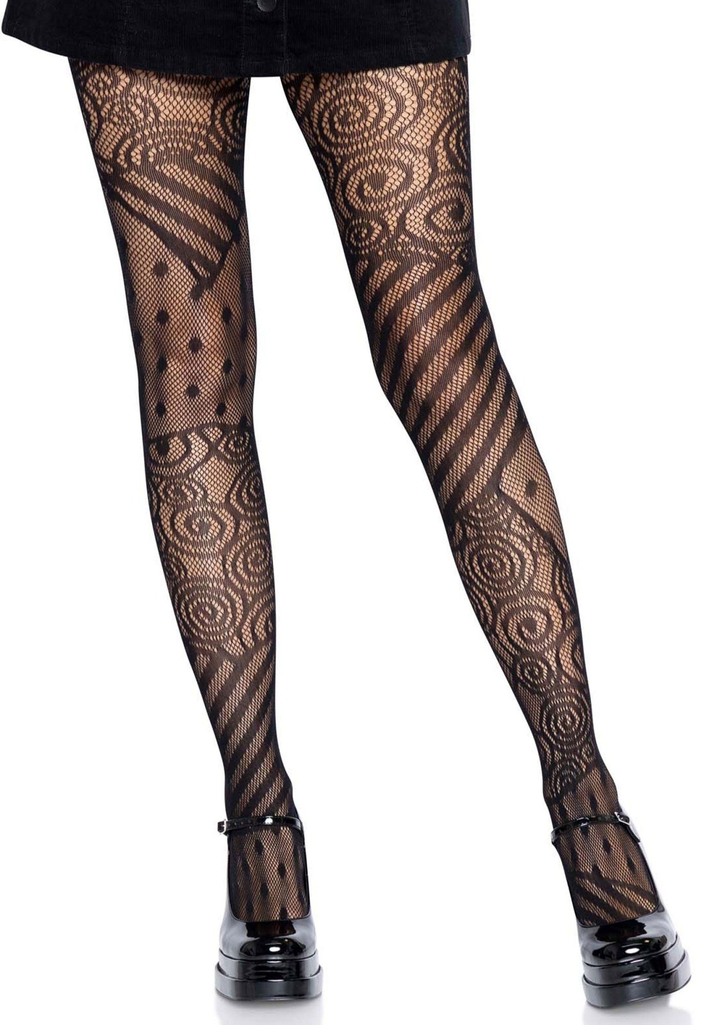 Leg Avenue Ouvert Strumpfhose Netz-Strumpfhose mit verschiedenen Mustern - schwarz (1 St) elastischer Netz-Stoff