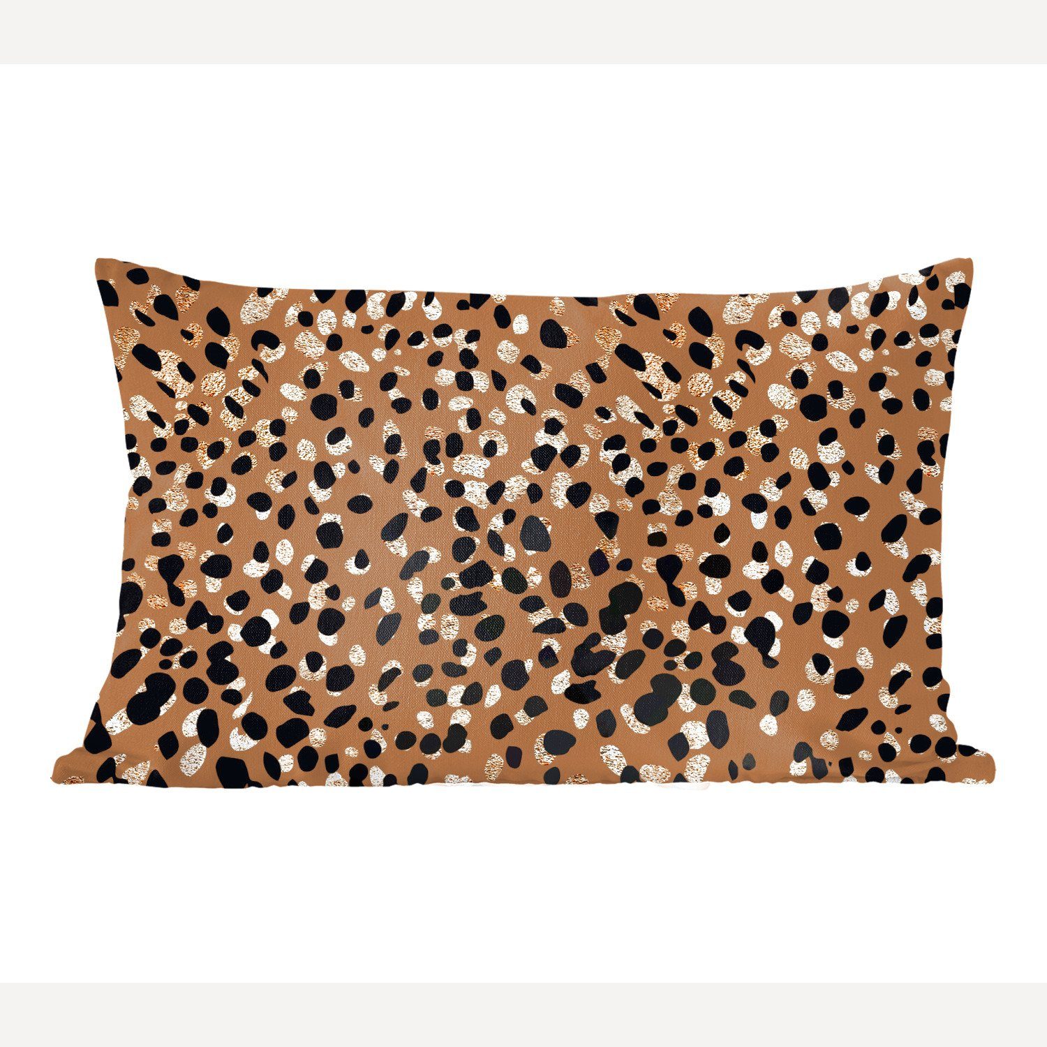 - - Dekokissen Leopard Tiermuster mit Schlafzimmer Wohzimmer Füllung, Dekoration, - MuchoWow Braun, Gold Zierkissen, Dekokissen