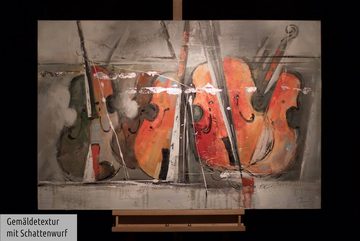 KUNSTLOFT Gemälde Quartett der Geigen 120x80 cm, Leinwandbild 100% HANDGEMALT Wandbild Wohnzimmer