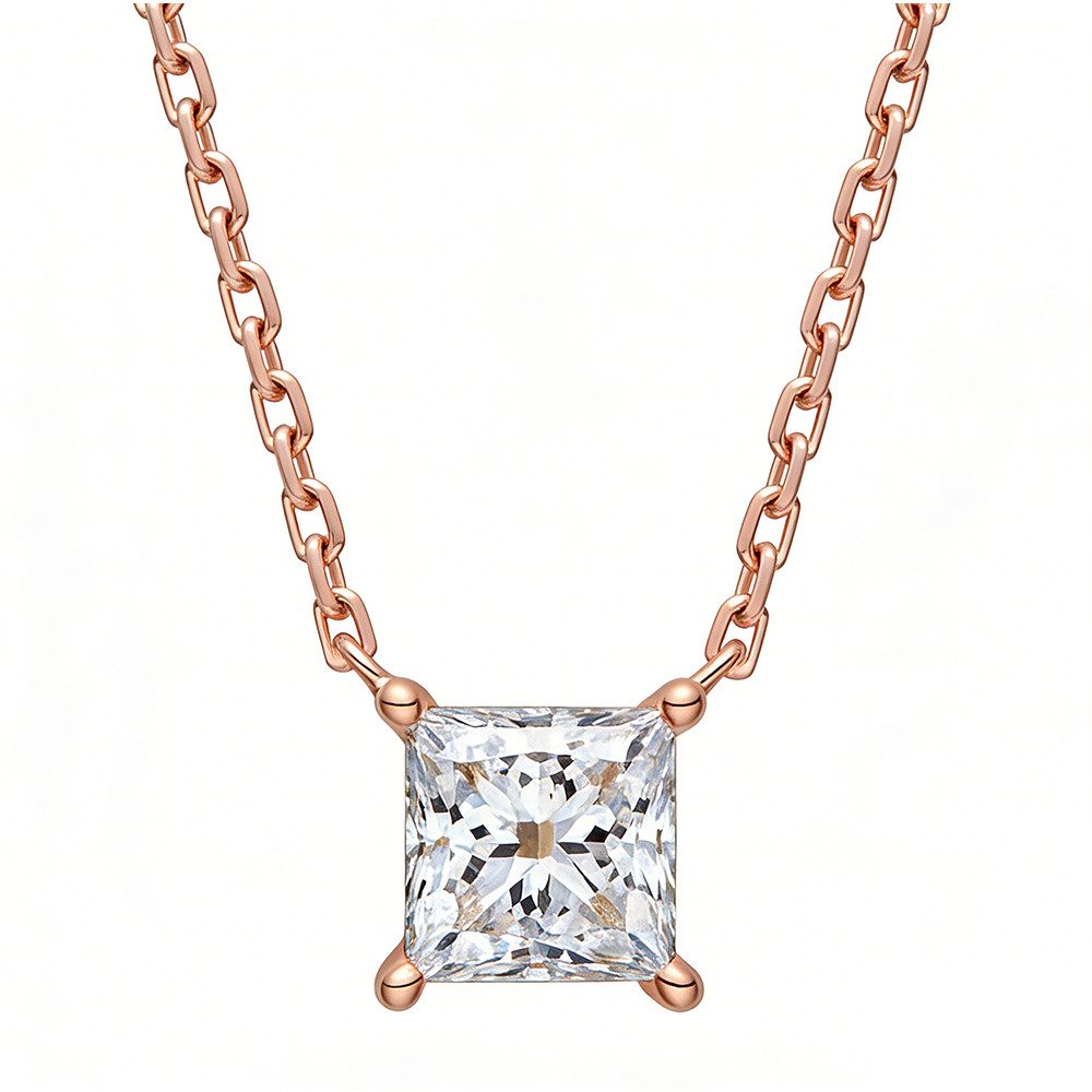 Goldkette 18K Gelbgold Collier 0.25 ct Prinzess-Diamant IGI