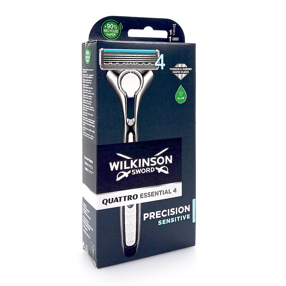 Pack De 8 Lames Wilkinson Quattro Titanium Sensitive - Précision Et Confort Pour Peau Sensible