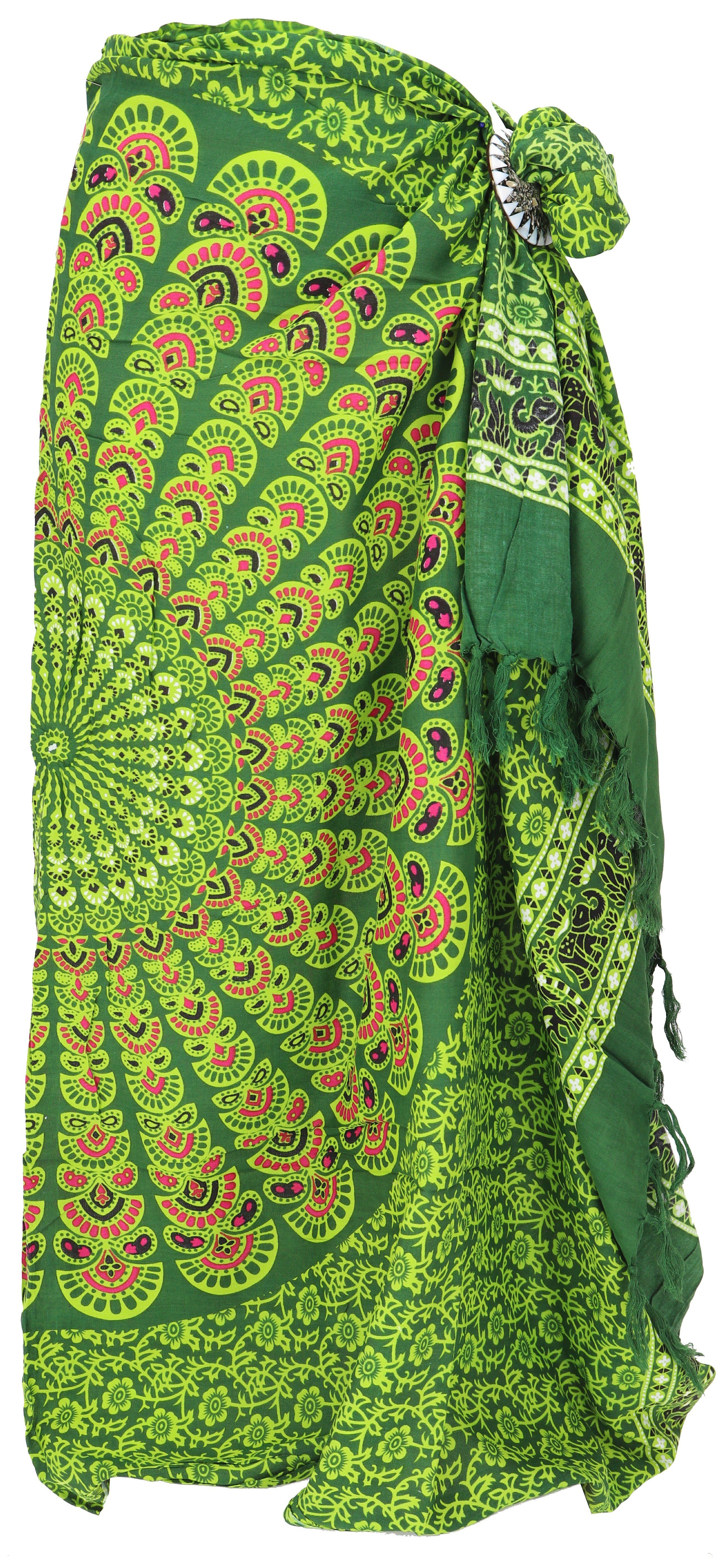 Guru-Shop Sarong Bali Sarong, Wandtuch, Wickelrock, Mandala.. grün