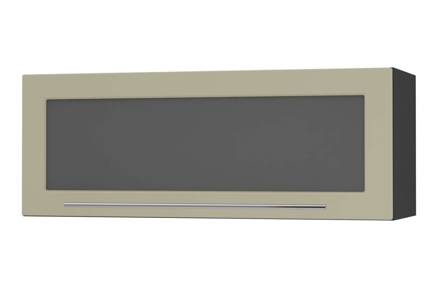 Feldmann-Wohnen Klapphängeschrank Kvantum (1-türig, 1 Fach, Türanschlag oben, Soft-Close, 1-St., Fronten mit dekorativen Fräsungen und leicht abgerundeten Ecken) 90x36cm schwarz - vanille matt (Q-W4BS/90)