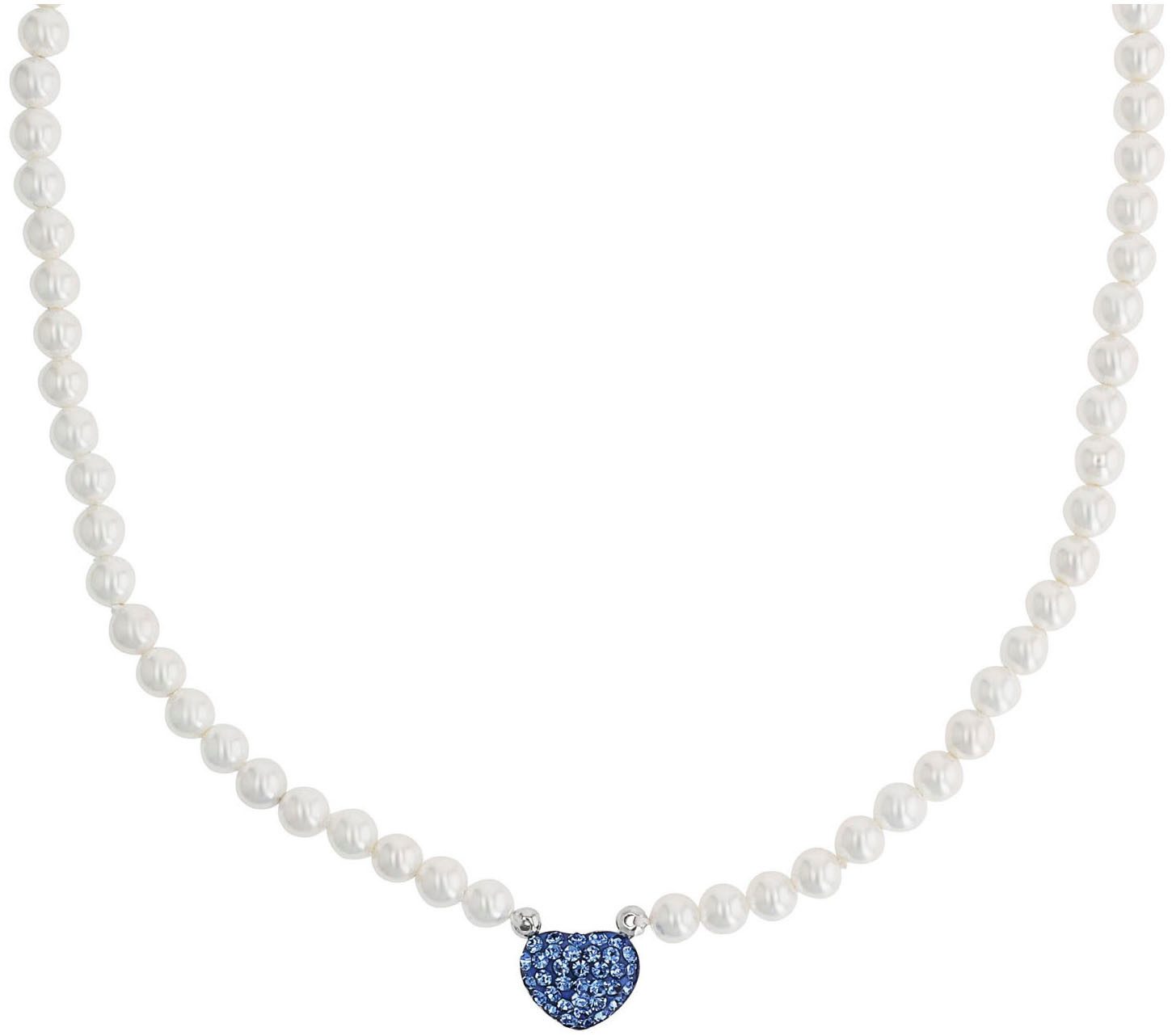 Amor Kette mit Anhänger Herz, Trachtenschmuck, Volksfest, 2039225, 2039227, mit Kristallglas - mit Muschelkernperle