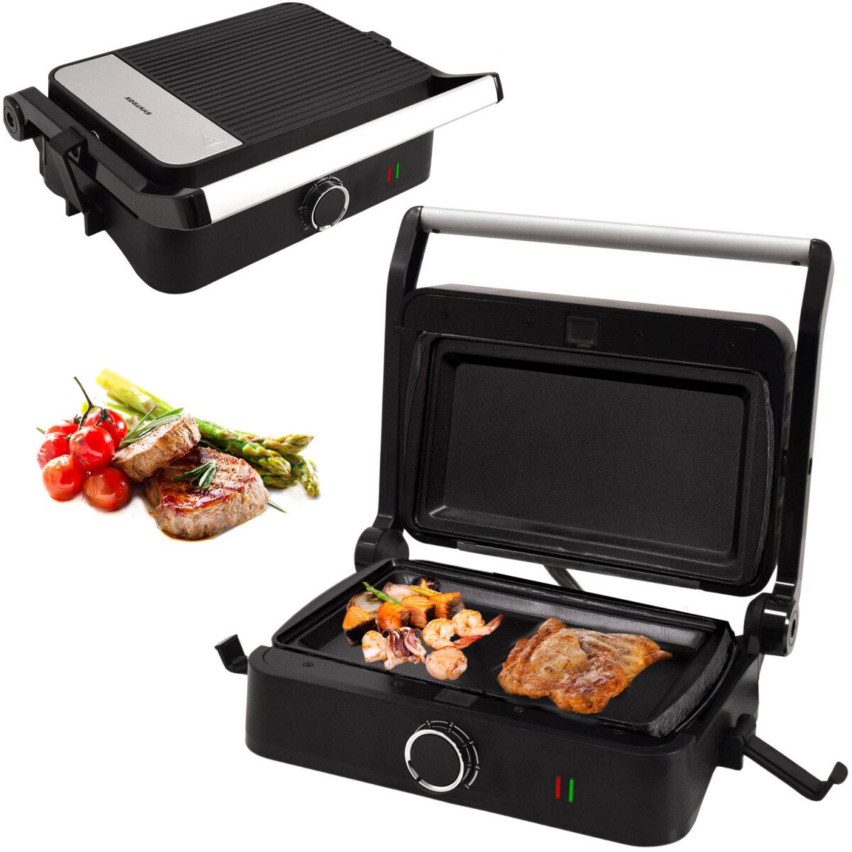 Syntrox Germany Küchenorganizer-Set Kombigerät Multifunktionsmaker mit Wechselplatten SM-1000W-Toledo Fla