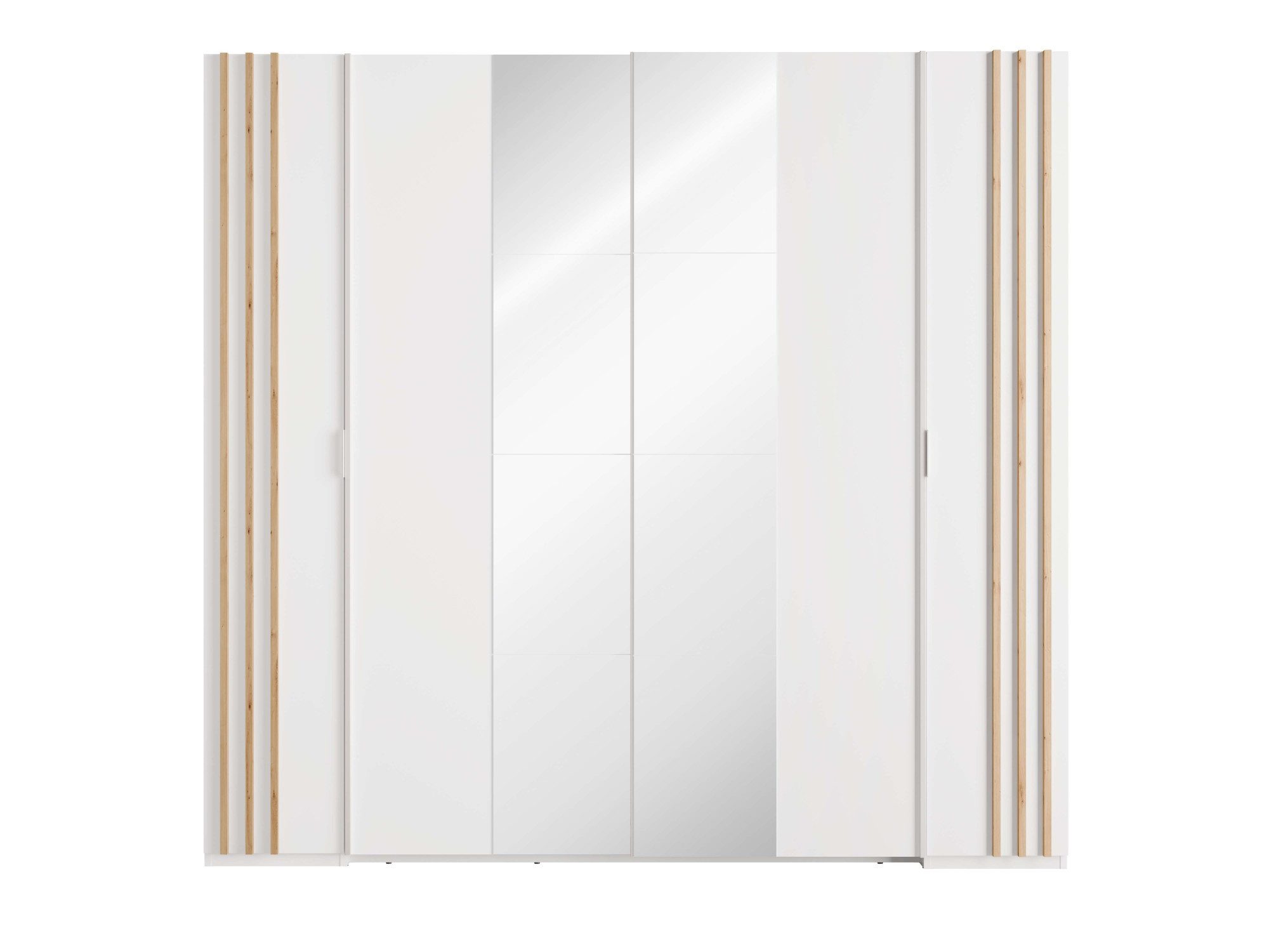 OTTO home Kleiderschrank Kleiderschrank Caleera mit Spiegel, 10 Einlegeböden und Kleiderstange Garderobe mit 2 Schwebetüren und 2 Drehtüren, BxHxT 219,6x207,5x62 cm
