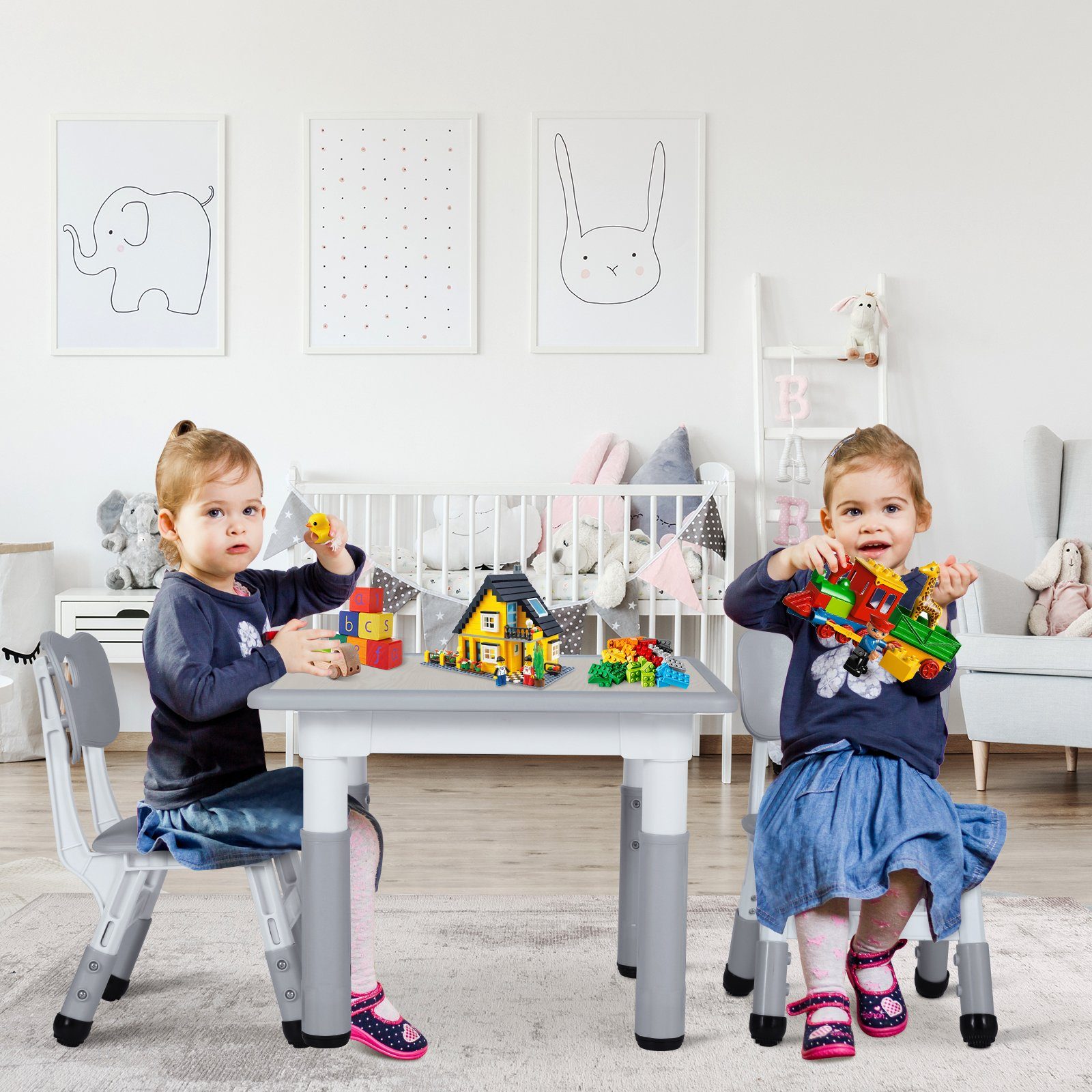 TLGREEN Kindersitzgruppe Kindertisch mit 2 Stühlen, günstig online kaufen