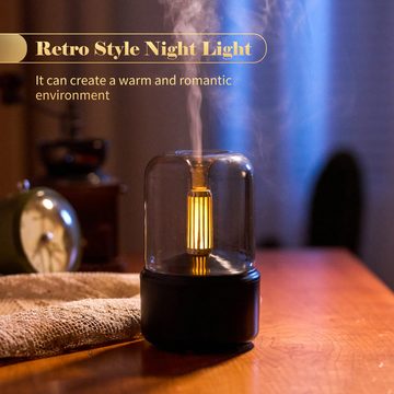 GOOLOO Luftbefeuchter Aroma Diffuser USB Raumbefeuchter Humidifier 120ml Wassertank, 0,12 l Wassertank, Simulierter Kerzendiffusor mit Nachtlicht für Schlafzimmer, Büro, Yoga