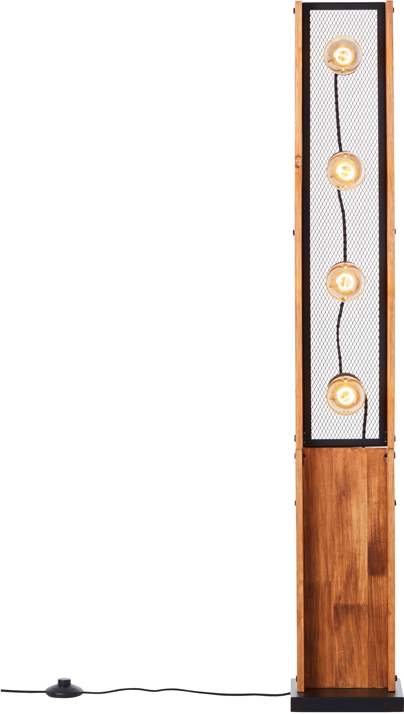 Brilliant Stehlampe Calandra, ohne Leuchtmittel, 20 x 125,5 schwarz/holz cm, x 20 E27, 4 x Metall/Holz