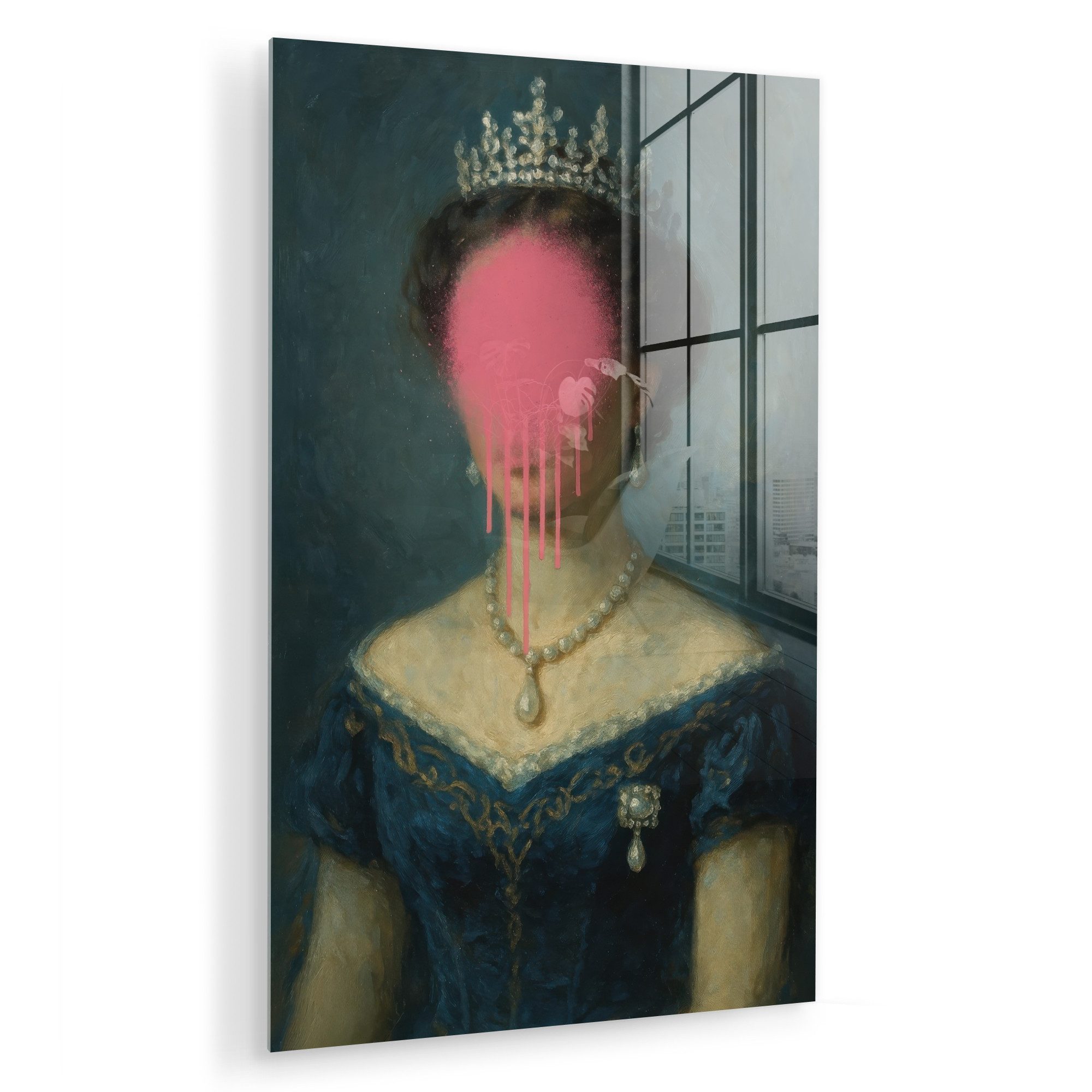 MuchoWow Acrylglasbild Krone - Rosa tropfende Farbe - Porträt, Inkl. Aufhän günstig online kaufen