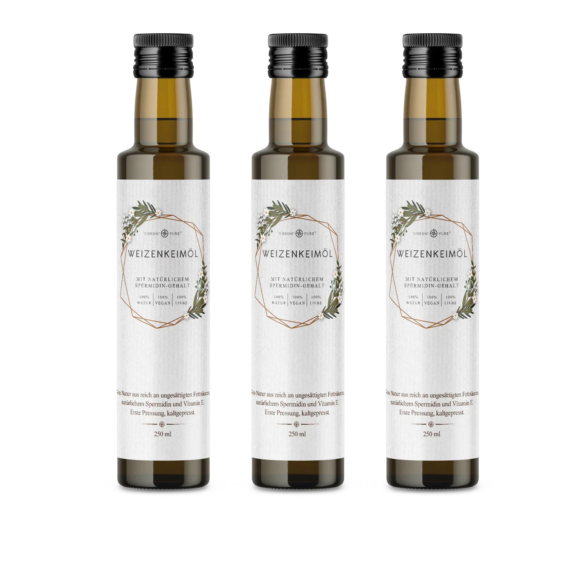 Nordic Pure® Nordic Pure Weizenkeimöl Kaltgepresst & mühlenfrisch Öl, Enthält von Natur aus Spermidin & Vitamin E à 750 ml