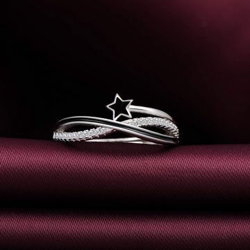 HYTIREBY Fingerring Damen-Ring Einstellbar Jahrestag Knoten Stern Zirkonia (1-tlg)