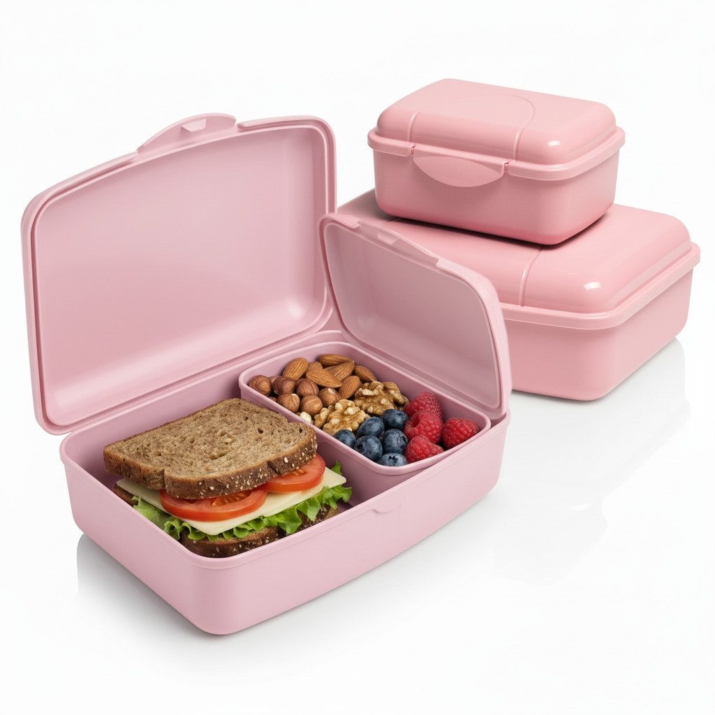 Hausfelder Lunchbox Brotdosen 4er Set hoch rosa, Kunststoff, (4er Set, 4-tlg., 2 große Brotdosen und 2 kleine Snackboxen), spülmaschinengeeignet, langlebig, bruchfest, BPA-frei