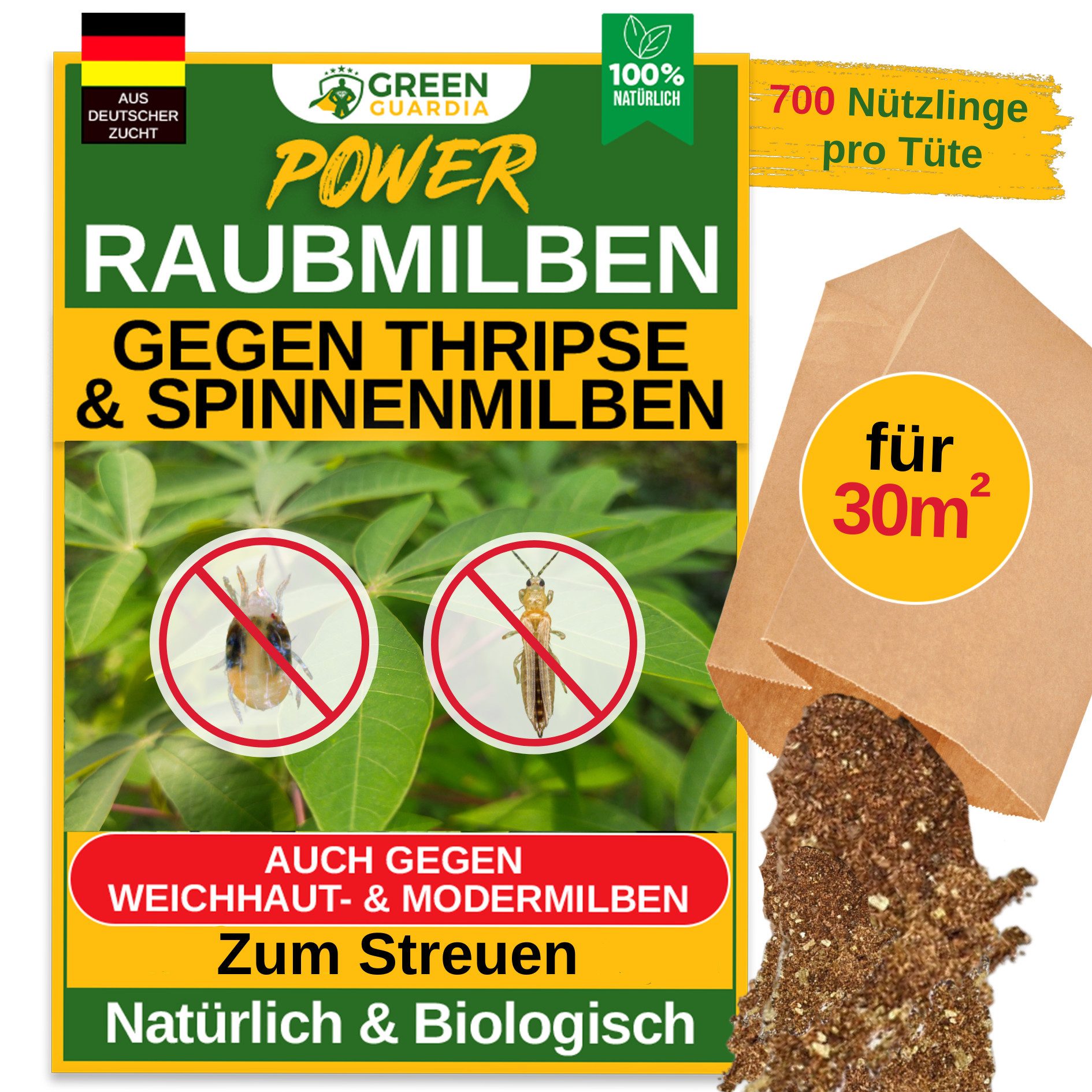 Insektenvernichter Raubmilben Mix gegen Thripse & Spinnmilben - Streuware zum Streuen