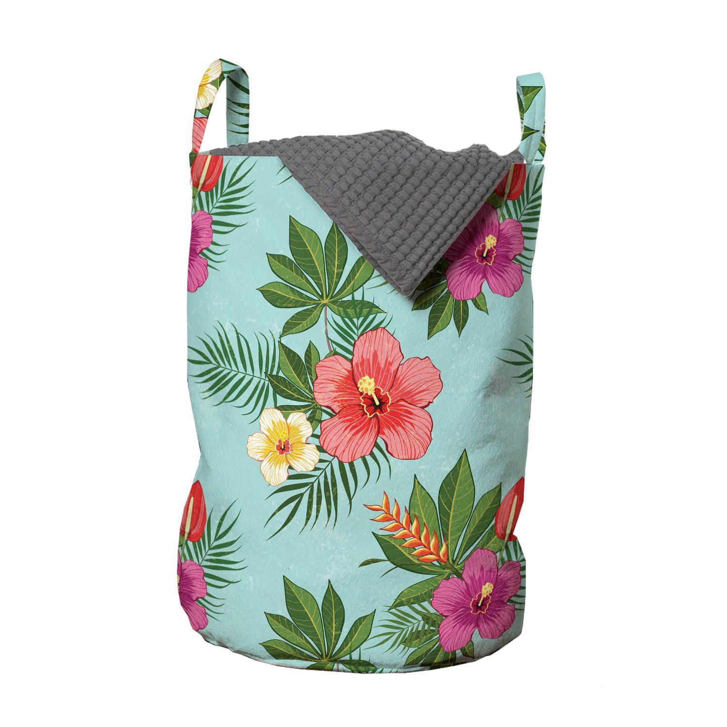 Abakuhaus Wäschesäckchen Wäschekorb mit Griffen Kordelzugverschluss für Waschsalons, Hawaii Blooming Der Hibiscus