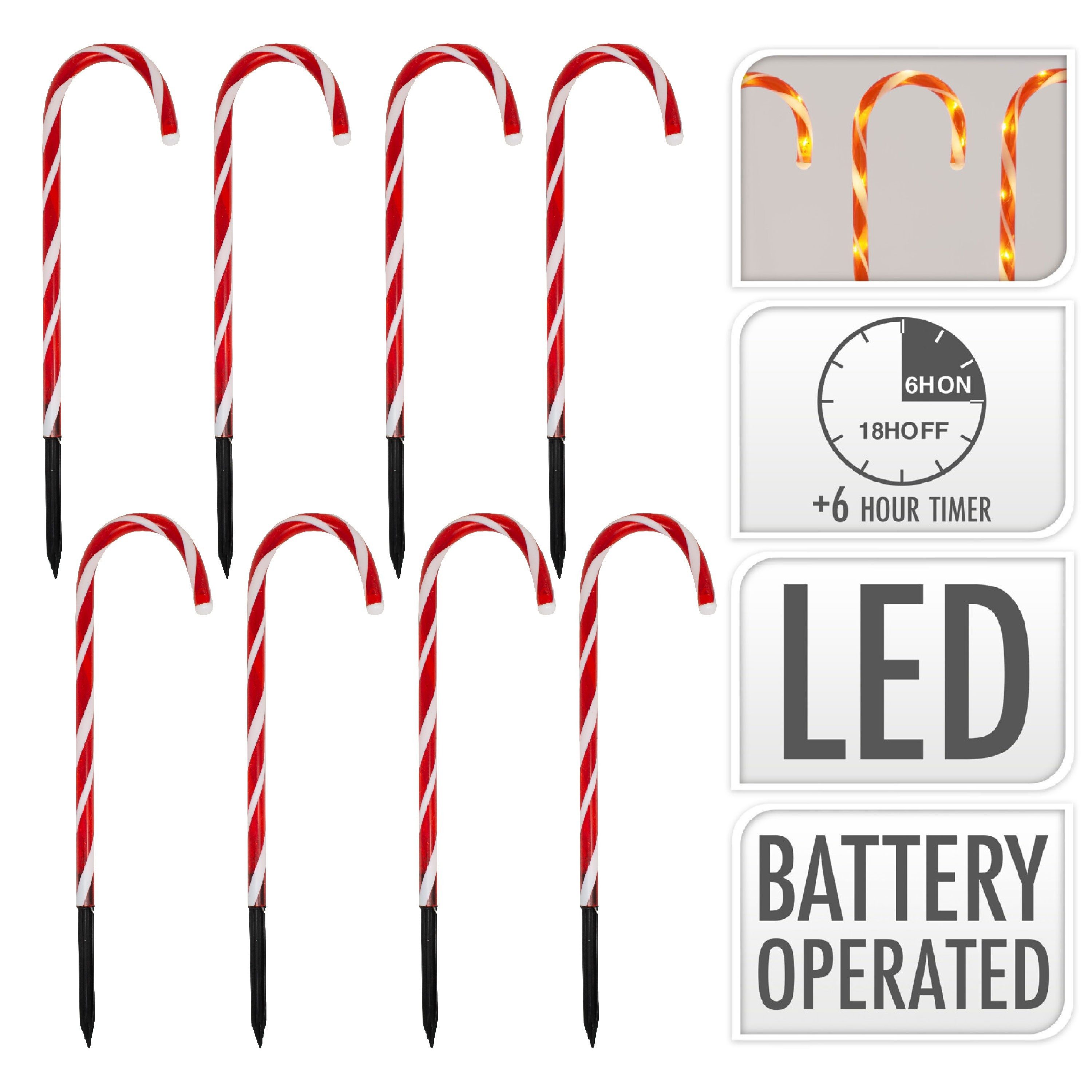 ToCi LED-Lichterkette Gartenstecker LED Zuckerstangen Weihnachts Deko Timer günstig online kaufen