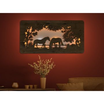 WohndesignPlus LED-Bild LED-Wandbild “Pferde” 120cm x 60cm mit Akku/Batterie, Tiere, DIMMBAR! Viele Größen und verschiedene Dekore sind möglich.