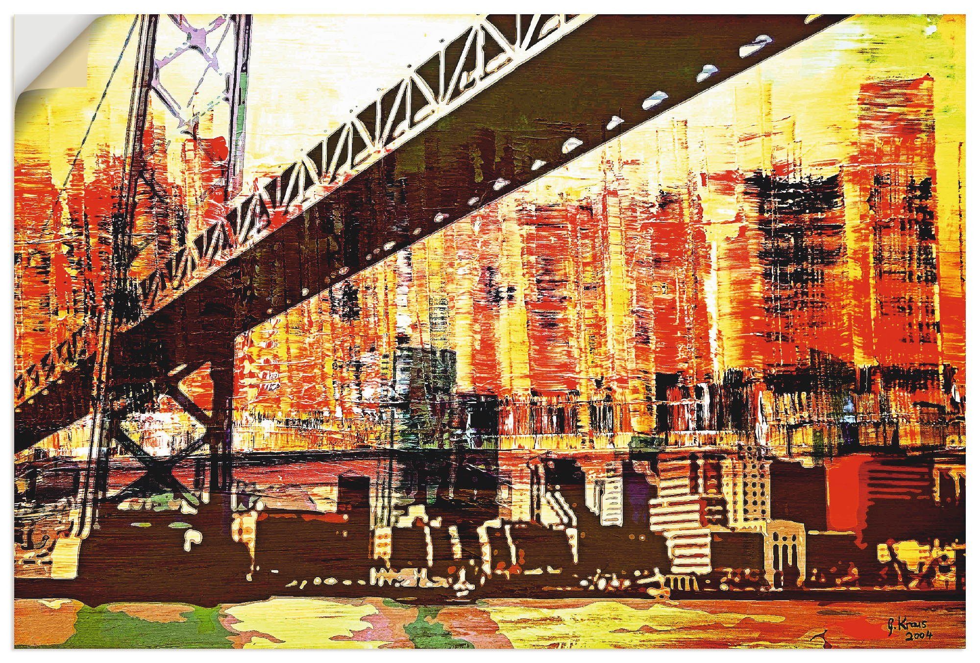 Artland Bay Oakland (1 Wandbild Leinwandbild, in als oder Bridge, Wandaufkleber St), San Poster Francisco versch. Amerika mit Größen Alubild,