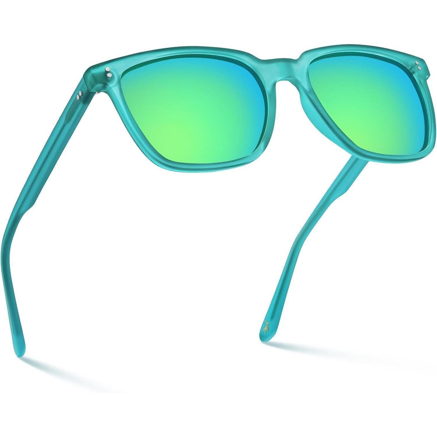 LuxusKollektion Wayfarer Sonnenbrille Polarisiert B Rahmen Matte Grün Linsen Verspiegelt Grün