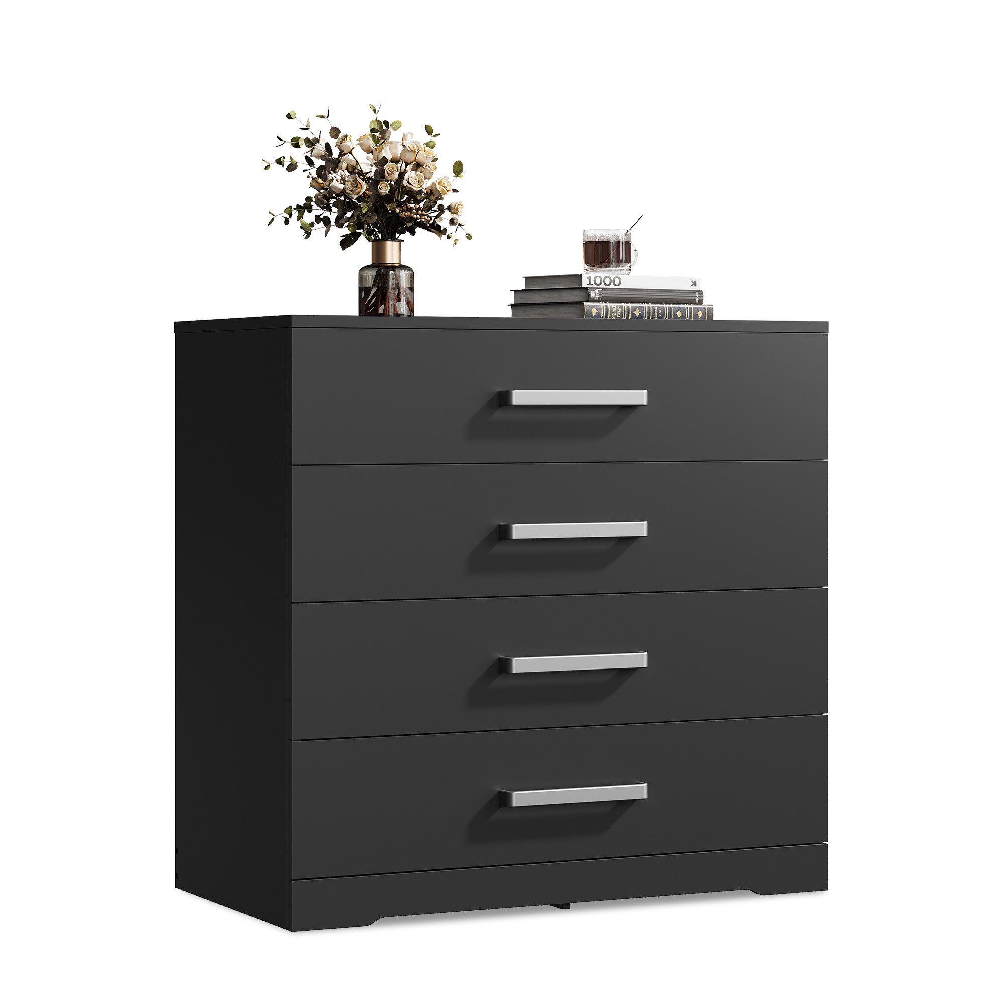 WLIVE Kommode mit 4/5 Schubladen, Moderne Schubladenkommode (Packung, Modernes Sideboard mit 3 Schubladen und 4 Fächern, Breite 75 cm), Vielseitiger Schubladenschrank für Schlafzimmer, Flur & Kinderzimmer