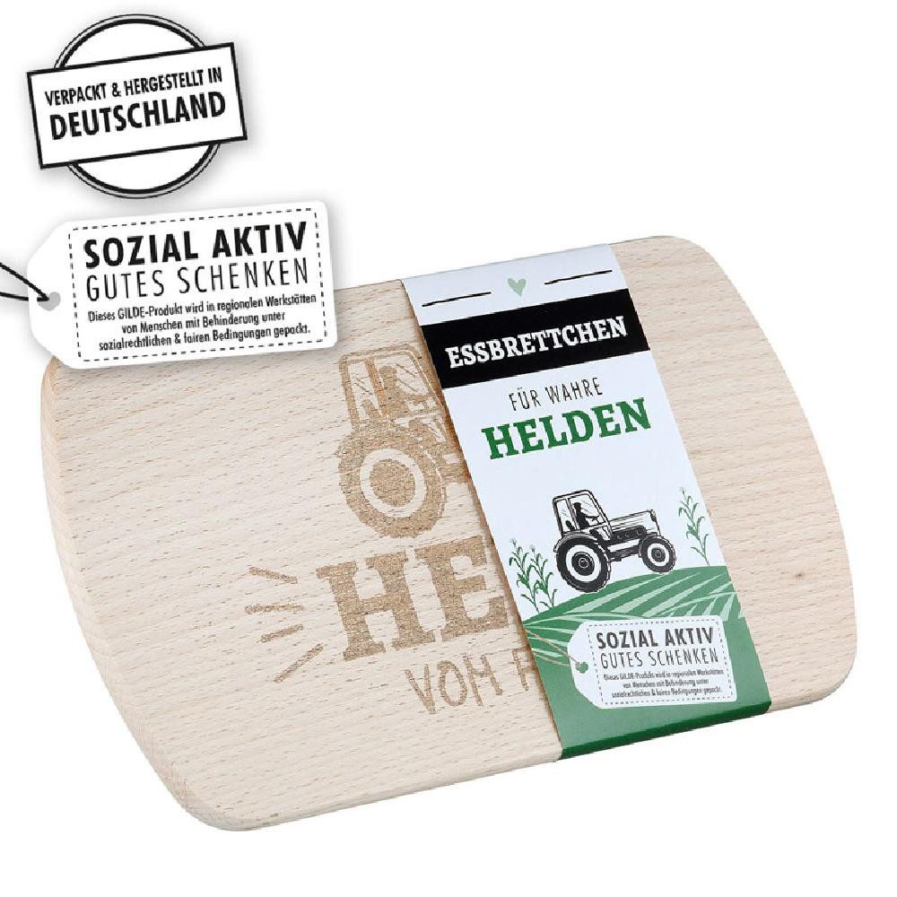 GILDE Schneidebrett Holzbrett Brettchen Landleben Held vom Feld Trecker