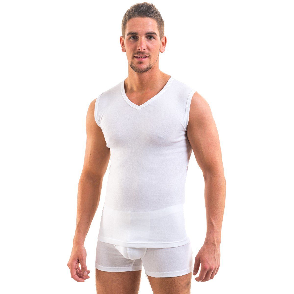 HERMKO Achseltop 3050 Herren Muskelshirt V-Neck aus 100% Bio-Baumwolle Vest günstig online kaufen