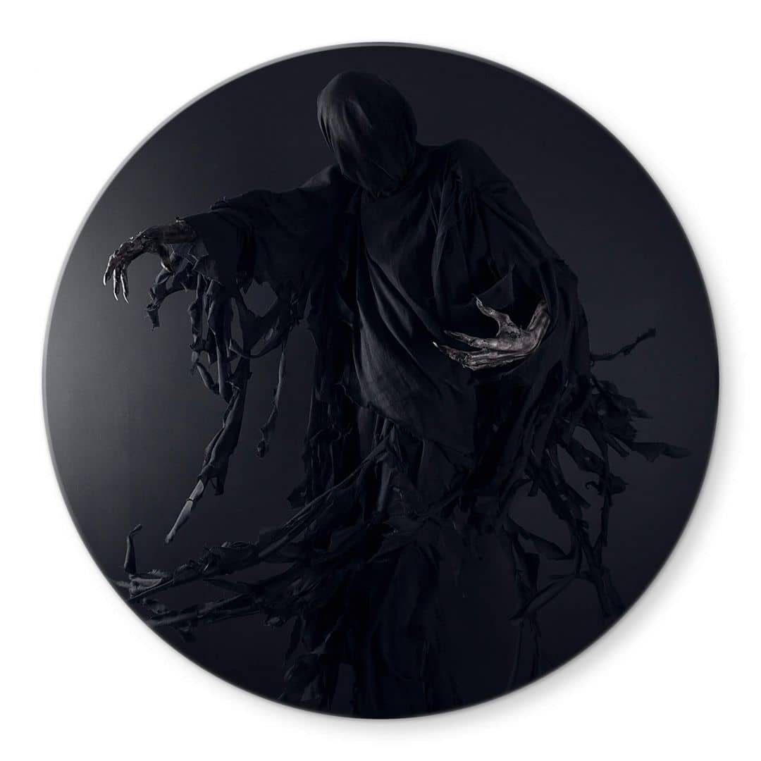 K&L Wall Art Glasbild Glas Wandbild Rund Glasbild Harry Potter Malikov Dementor, Wandschutz Deko Bilder