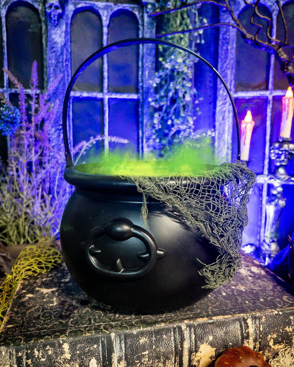 Horror-Shop Dekoobjekt Schwarzer Hexenkessel mit Henkel 18cm Ø – Bild 2 von 3