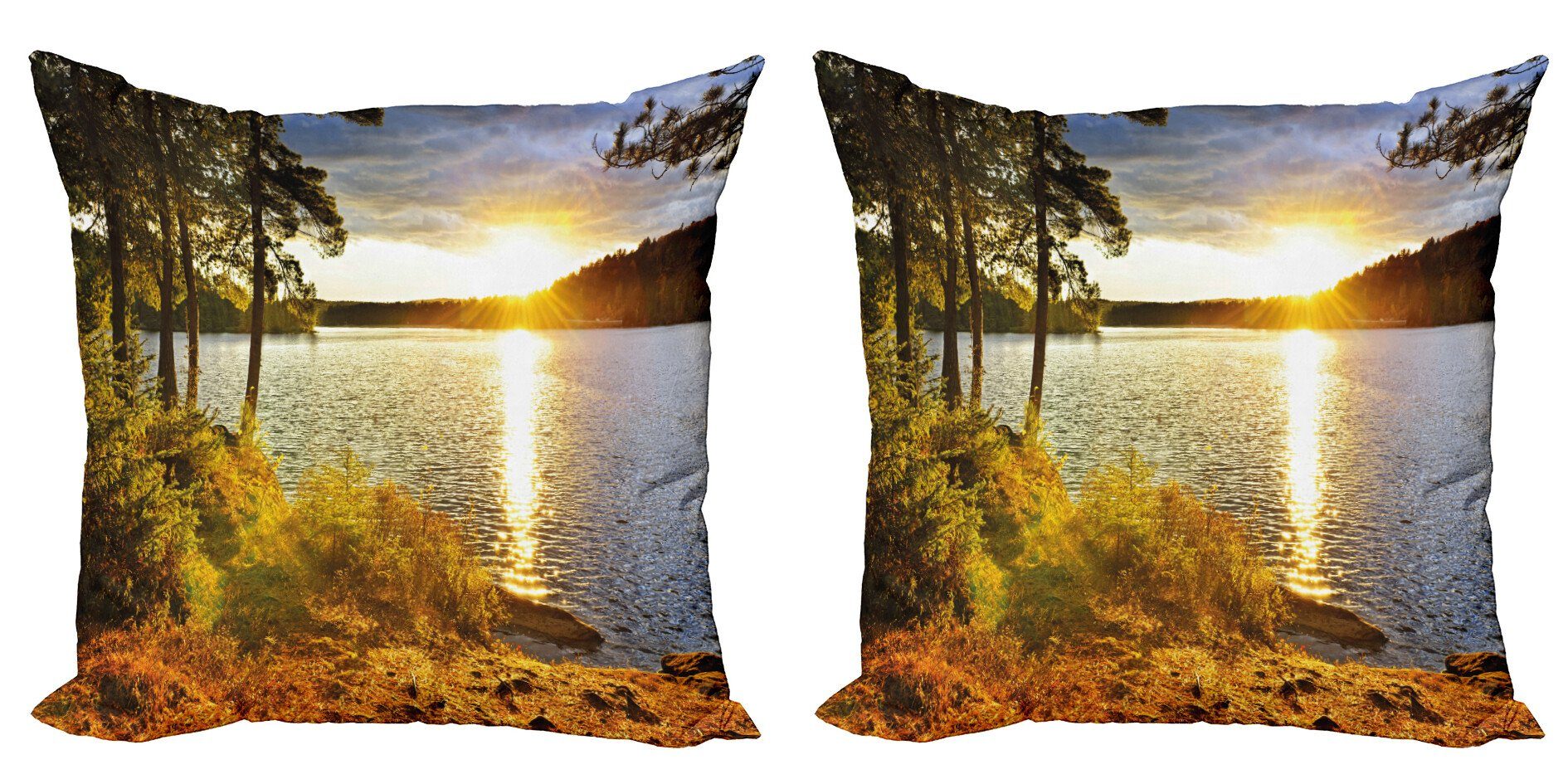 Abakuhaus Stück), Sonnenuntergang Kanada Bunt Digitaldruck, (2 Accent Wald Doppelseitiger Modern Kissenbezüge