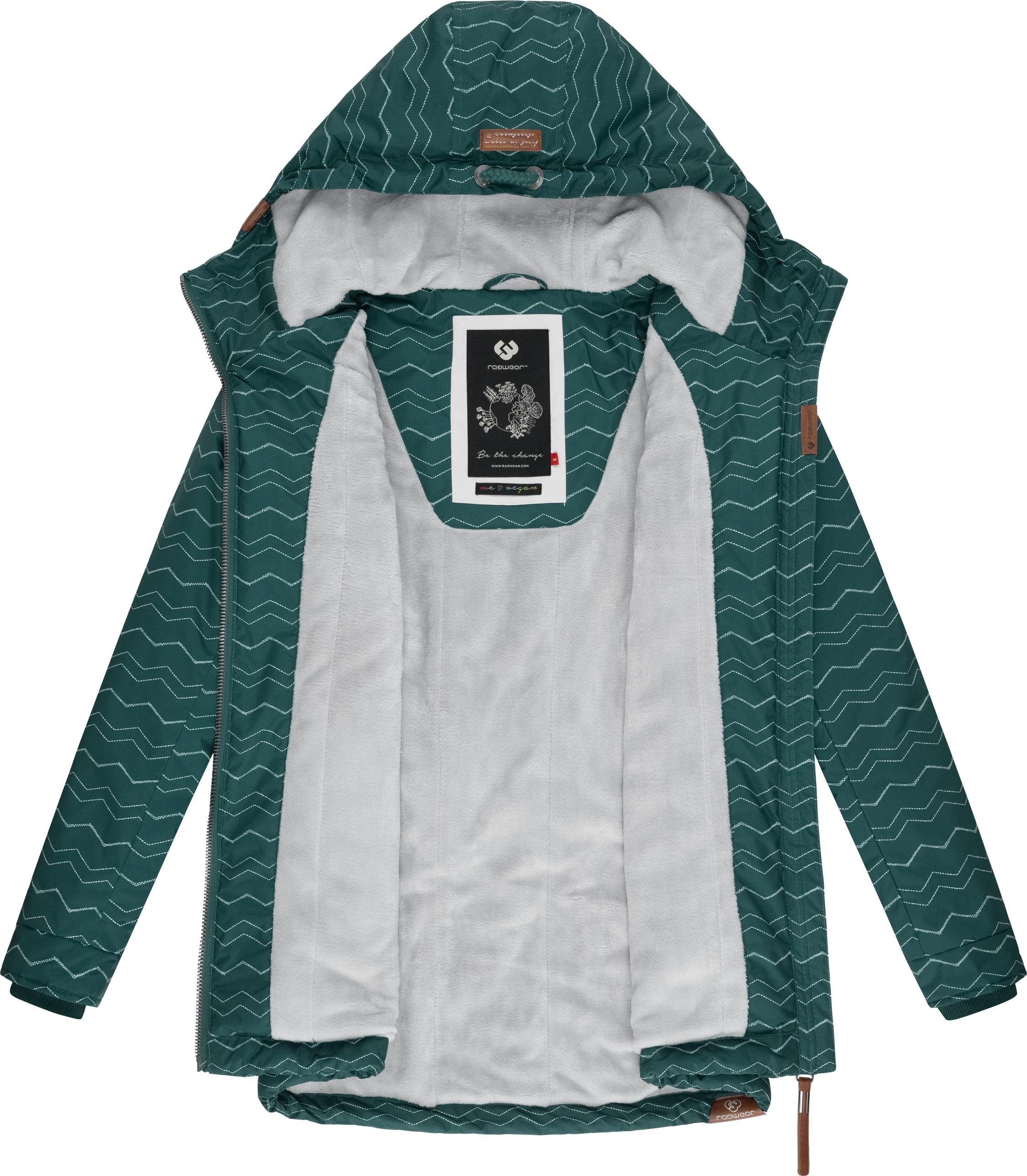 Ragwear Winterjacke Zuzka Winter Wasserdichter Winterparka mit Teddyfleece Innenfutter