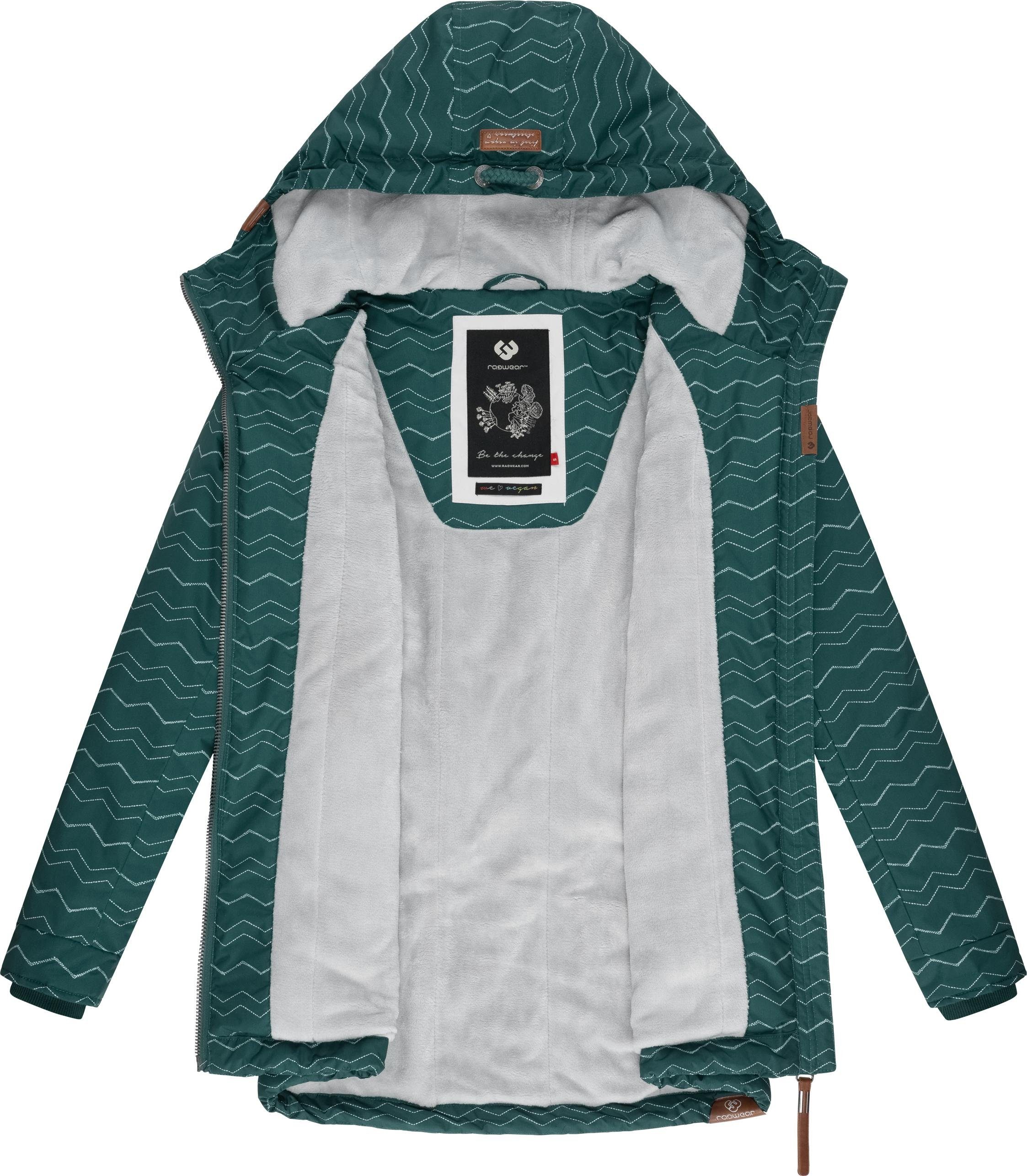 stylischer Ragwear mit Teddyfleece Winterjacke Innenfutter Winter tannengrün Zuzka Winterparka