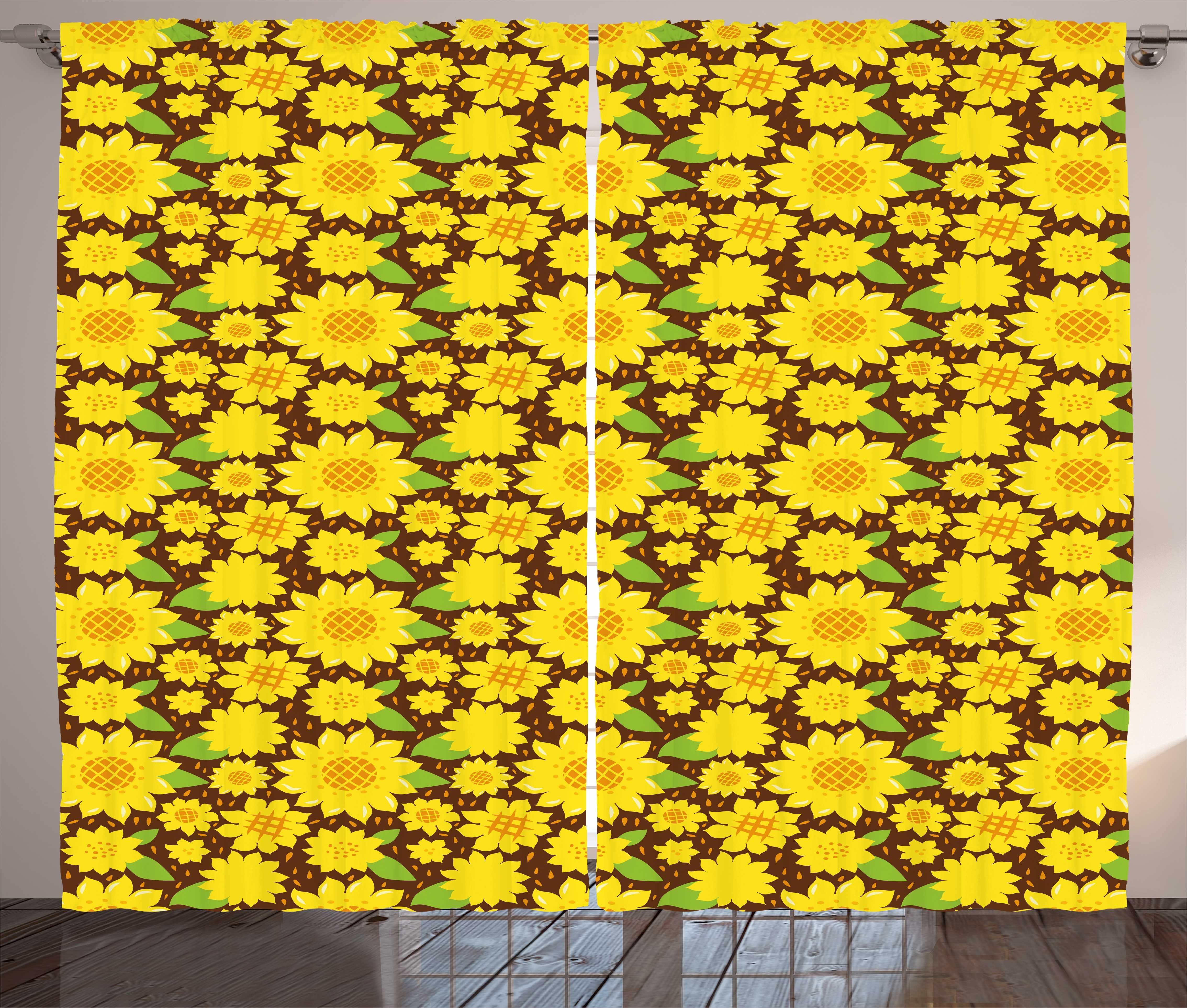Haken, Vorhang Abakuhaus, Schlafzimmer Kräuselband mit Blumen Sonnenblume und Schlaufen Cartoon Gardine