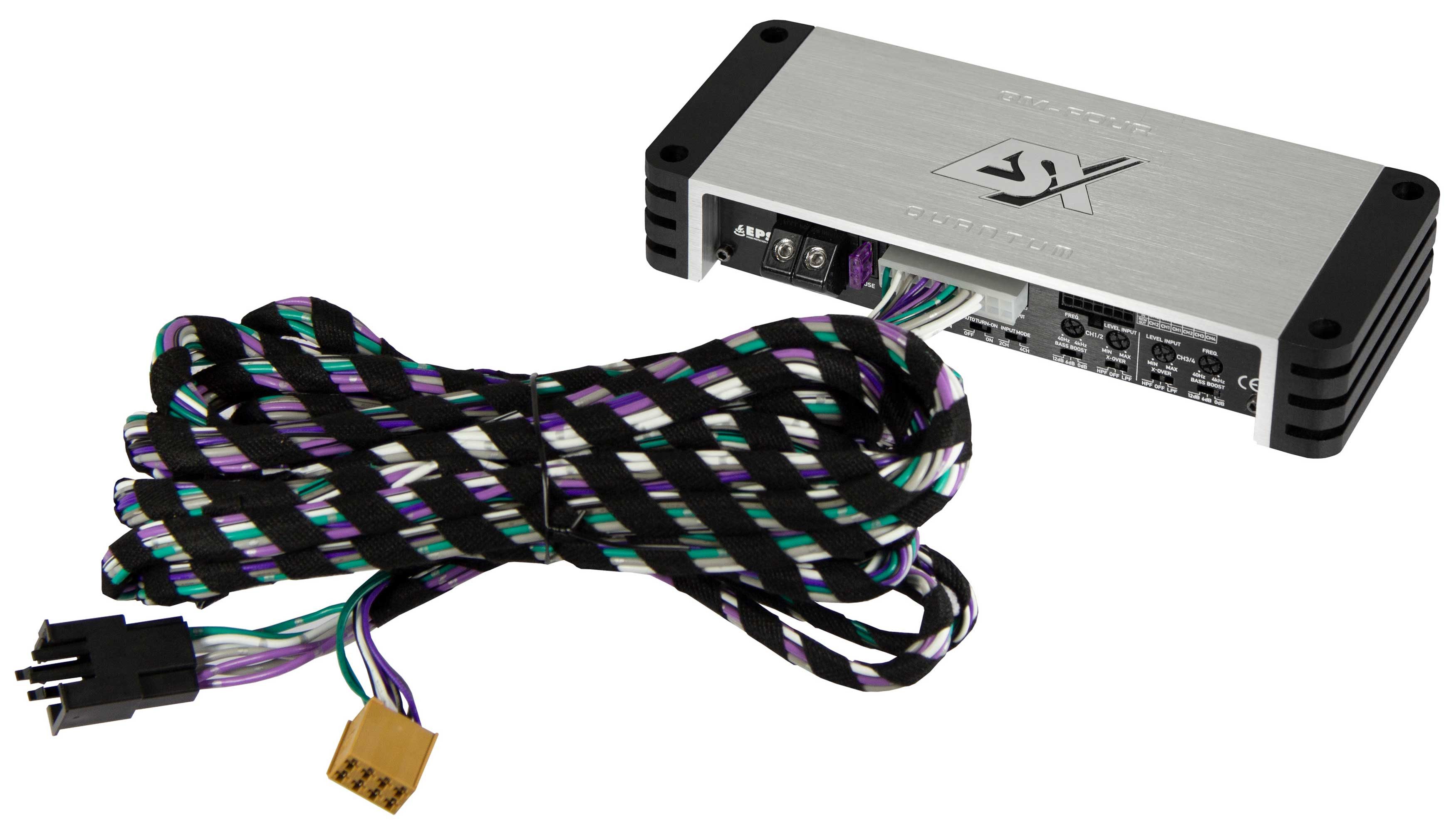 ESX QM-FOUR-PP Mini 4-KANAL CLASS D Verstärker Endstufe PLUG & PLAY Endverstärker (Anzahl Kanäle: 4)