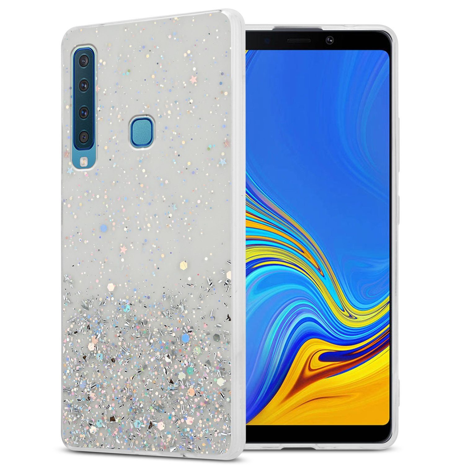 Cadorabo Handyhülle für Samsung Galaxy A9 2018 Hülle Samsung Galaxy A9 2018, Flexible TPU Silikon Handy Schutzhülle - Hülle - mit Glitzer