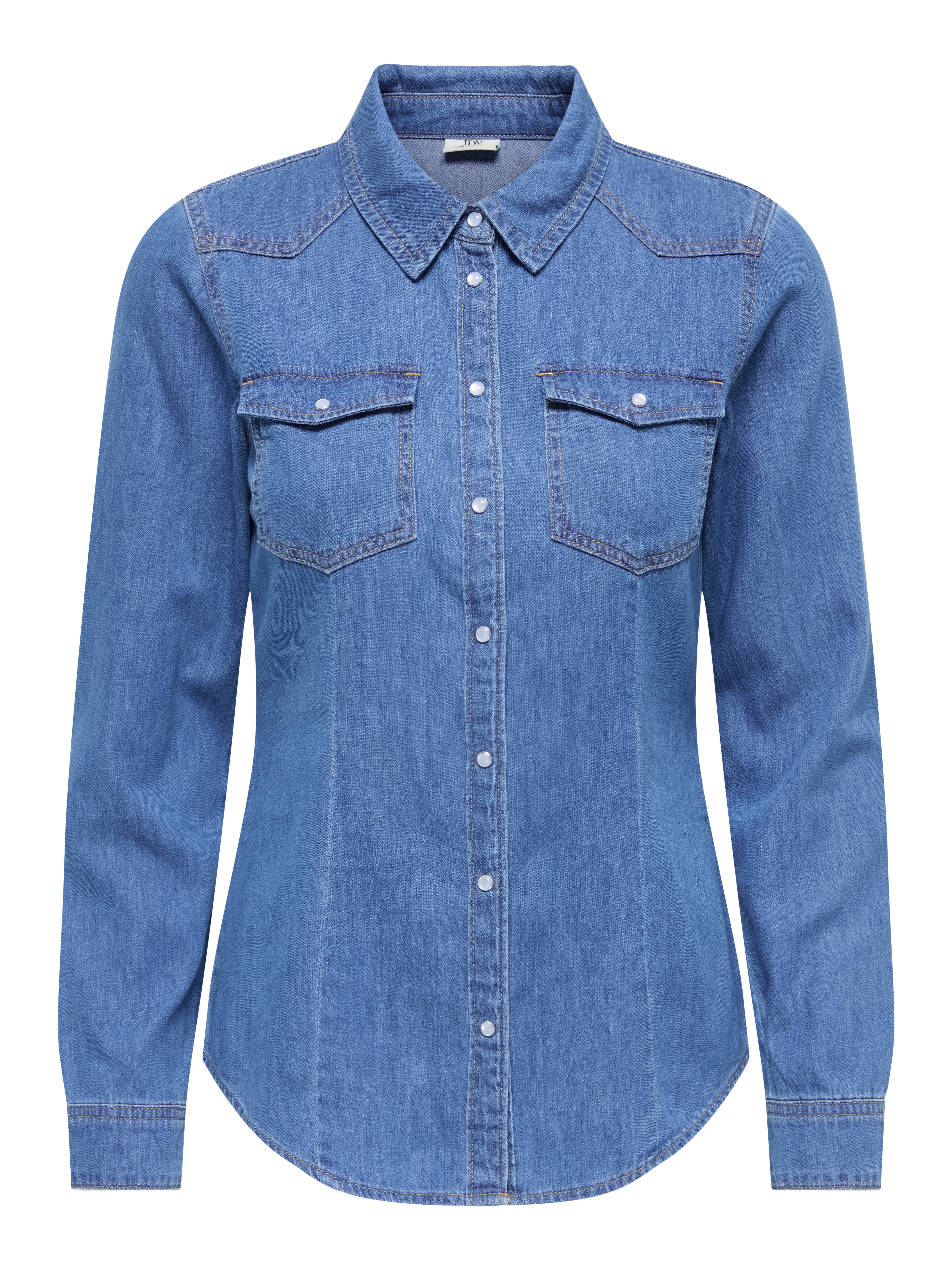 JDY Jeansbluse JDYSANDIE L/S SHIRT DNM Baumwolle, Denim, slim fit – Bild 5 von 5