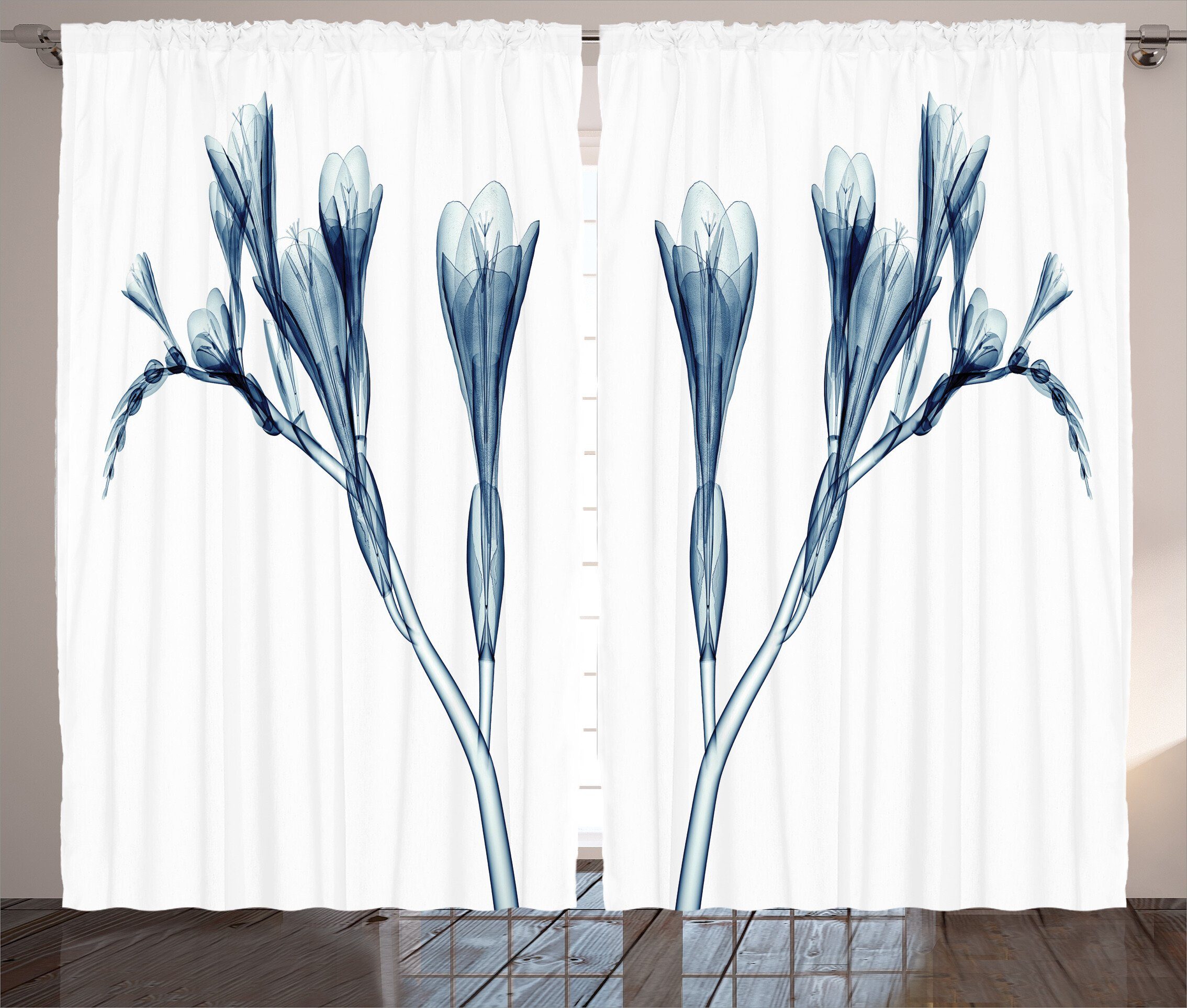 Gardine Schlafzimmer Kräuselband Vorhang mit Schlaufen und Haken, Abakuhaus, Blume Zusammenfassung Moderne Blumen