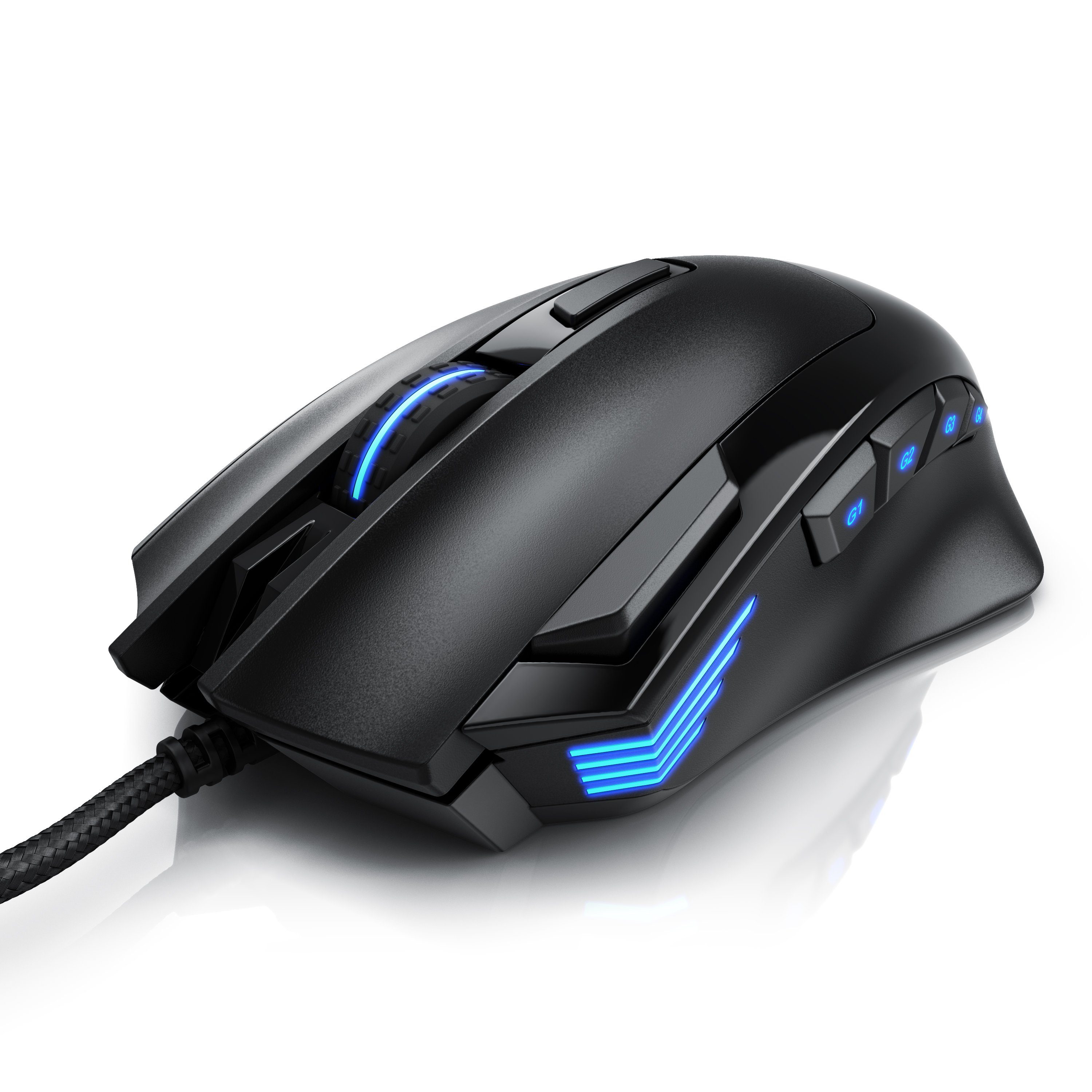 CSL Gaming-Maus (kabelgebunden, 125 dpi, optische Gaming Maus, Farbwechsel, 9 Tasten, 600 bis 4800dpi)