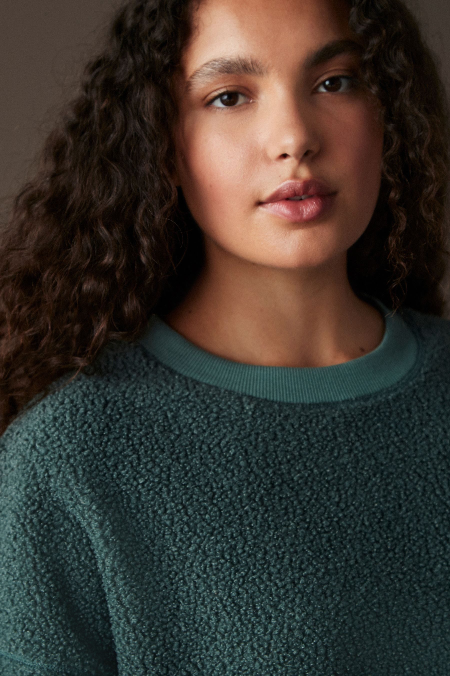 Next Fleecepullover Relaxed Fit Sweathirt mit Fleece und Cord (1-tlg)