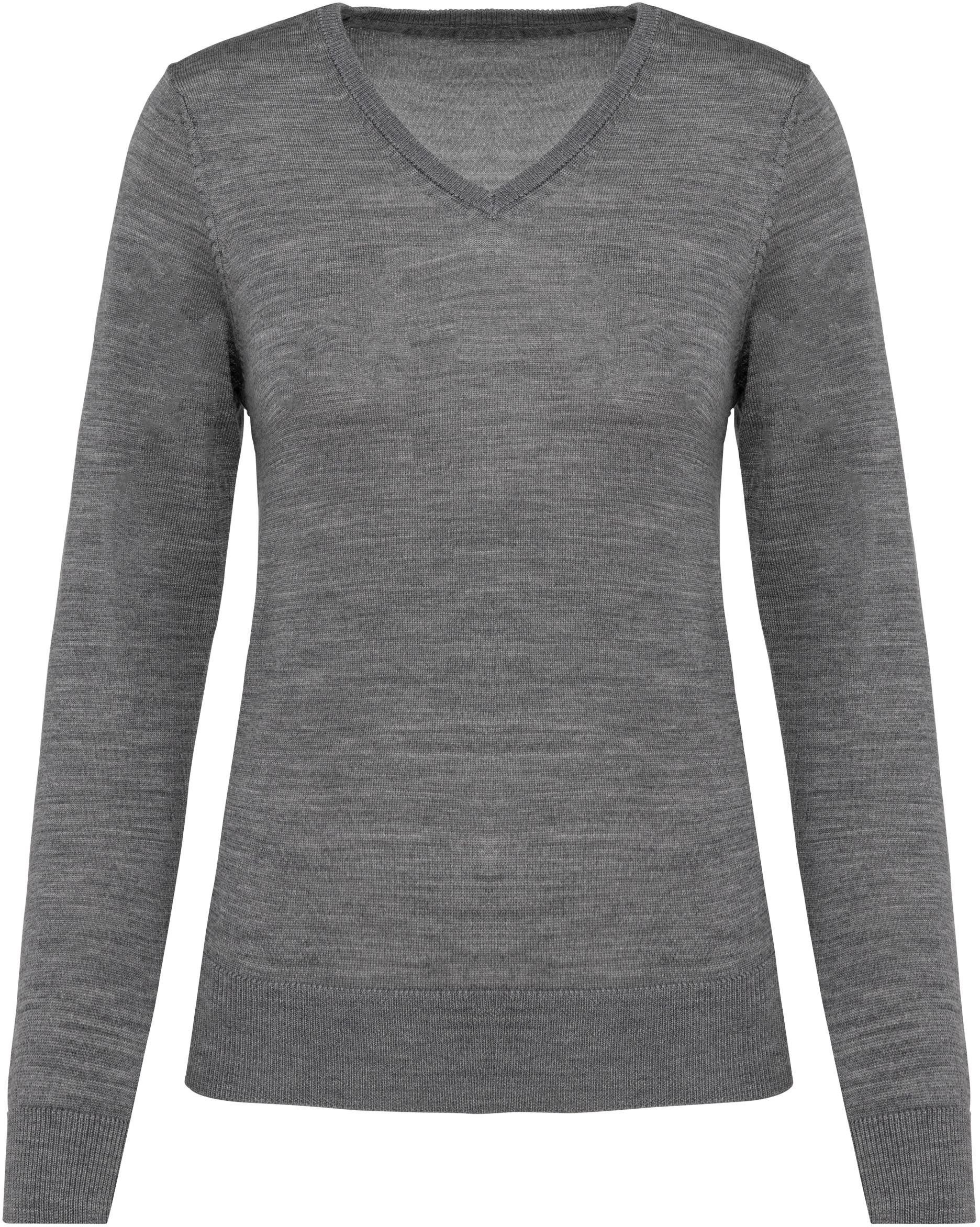 Kariban Sweatshirt Merino-Damenpullover mit V-Ausschnitt