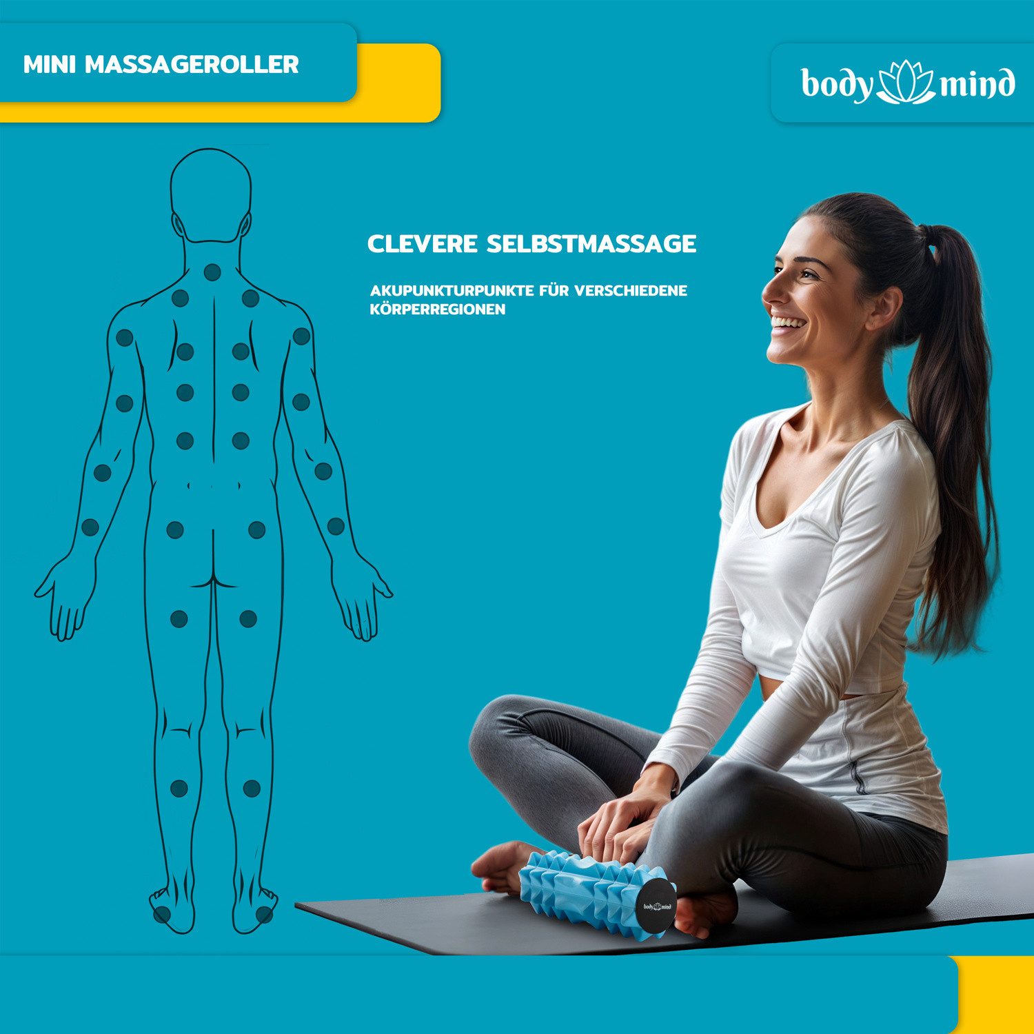 Body & Mind Faszienrolle BODY & MIND Faszienrolle kompakt 15x6 cm für Rücken, Beine & Füße, für gezieltes Faszientraining, Ideal für Füße, Rücken, Beine & weitere Muskelgruppen, 15 x 6 cm