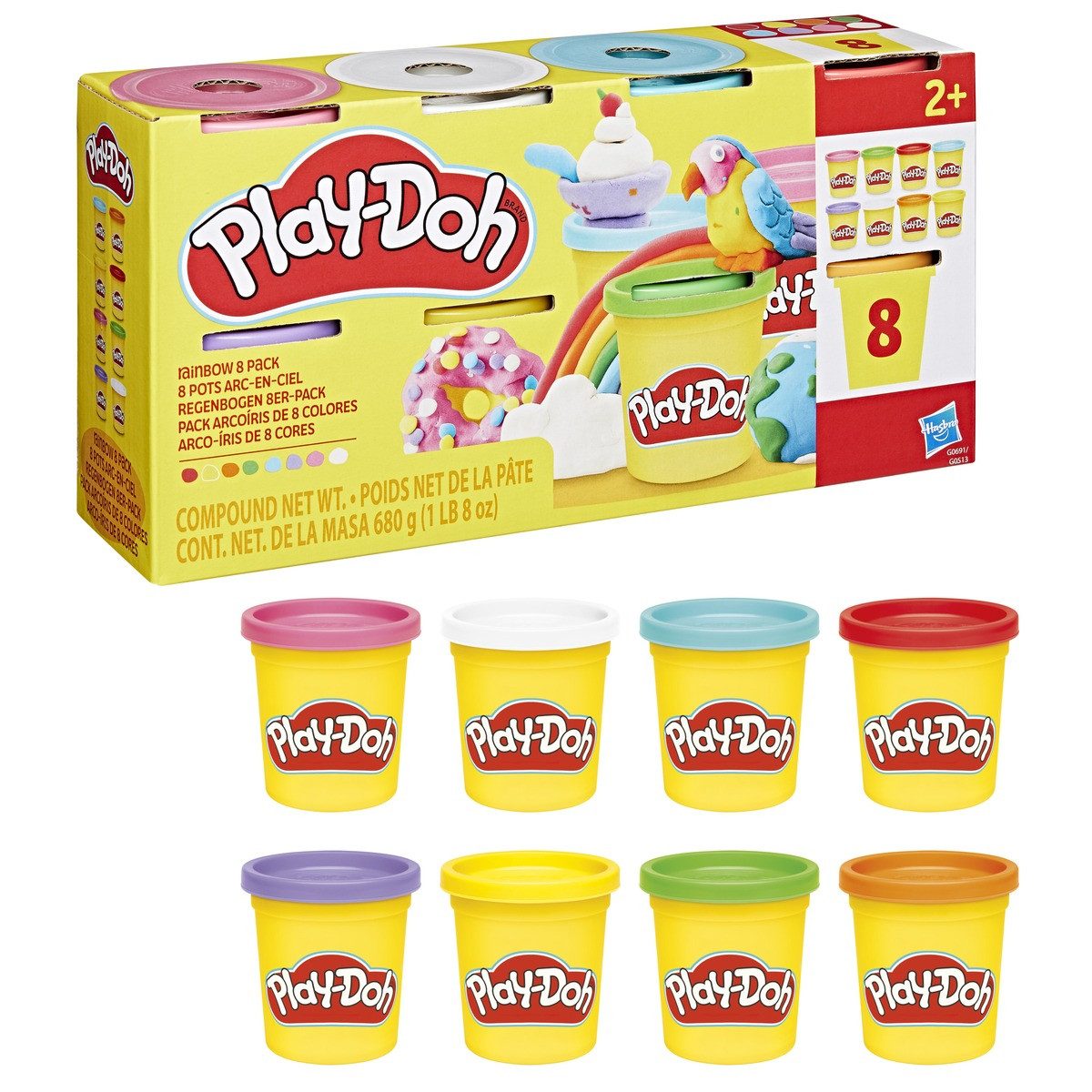 Hasbro Freizeittasche Play-Doh Spielknete regenbogen 8x 85g