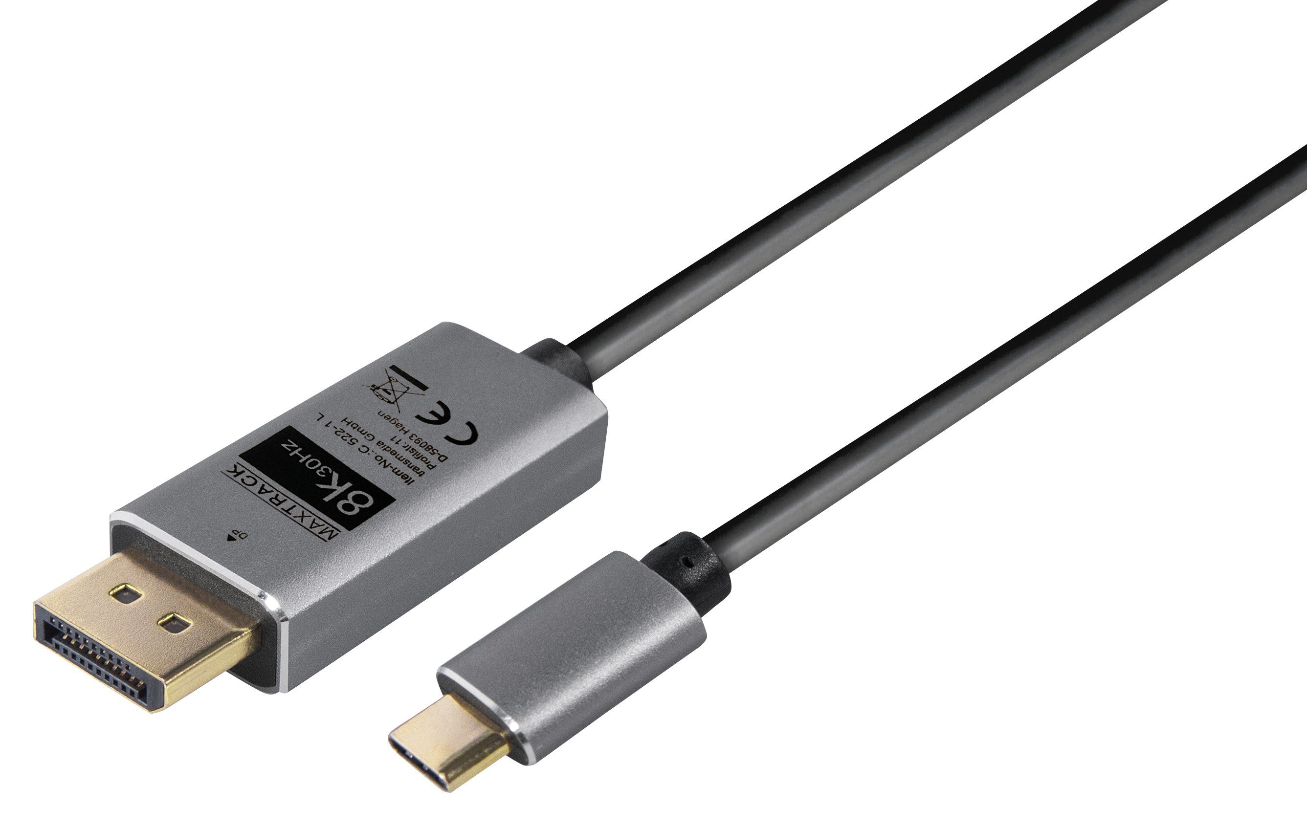 Maxtrack Computer-Kabel, USB-C, USB-C auf DisplayPort (100 cm), USB Typ C auf DisplayPort,DisplayPort Version 1.4, 8k@30Hz,Plug & Play