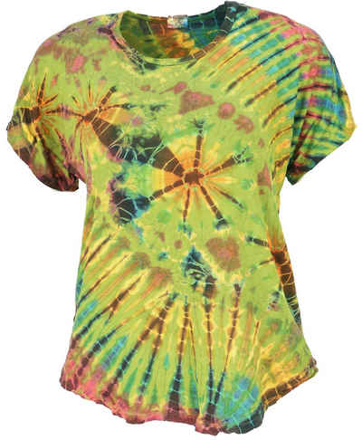 Guru-Shop T-Shirt Batik T-Shirt, Tie Dye Blusentop - lemon Festival, Ethno Style, Hippie, alternative Bekleidung