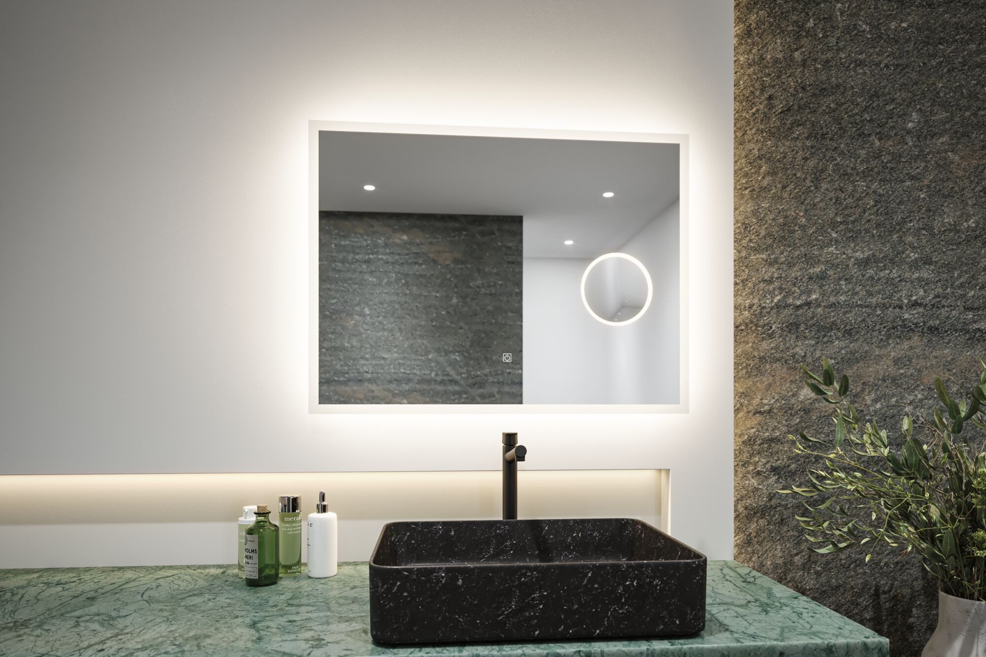 Paulmann LED Spiegelleuchte LED Leuchtspiegel Mirra IP44 dimmbar Spiegel, LED fest integriert, Neutralweiß, Memoryfunktion, Dimmer