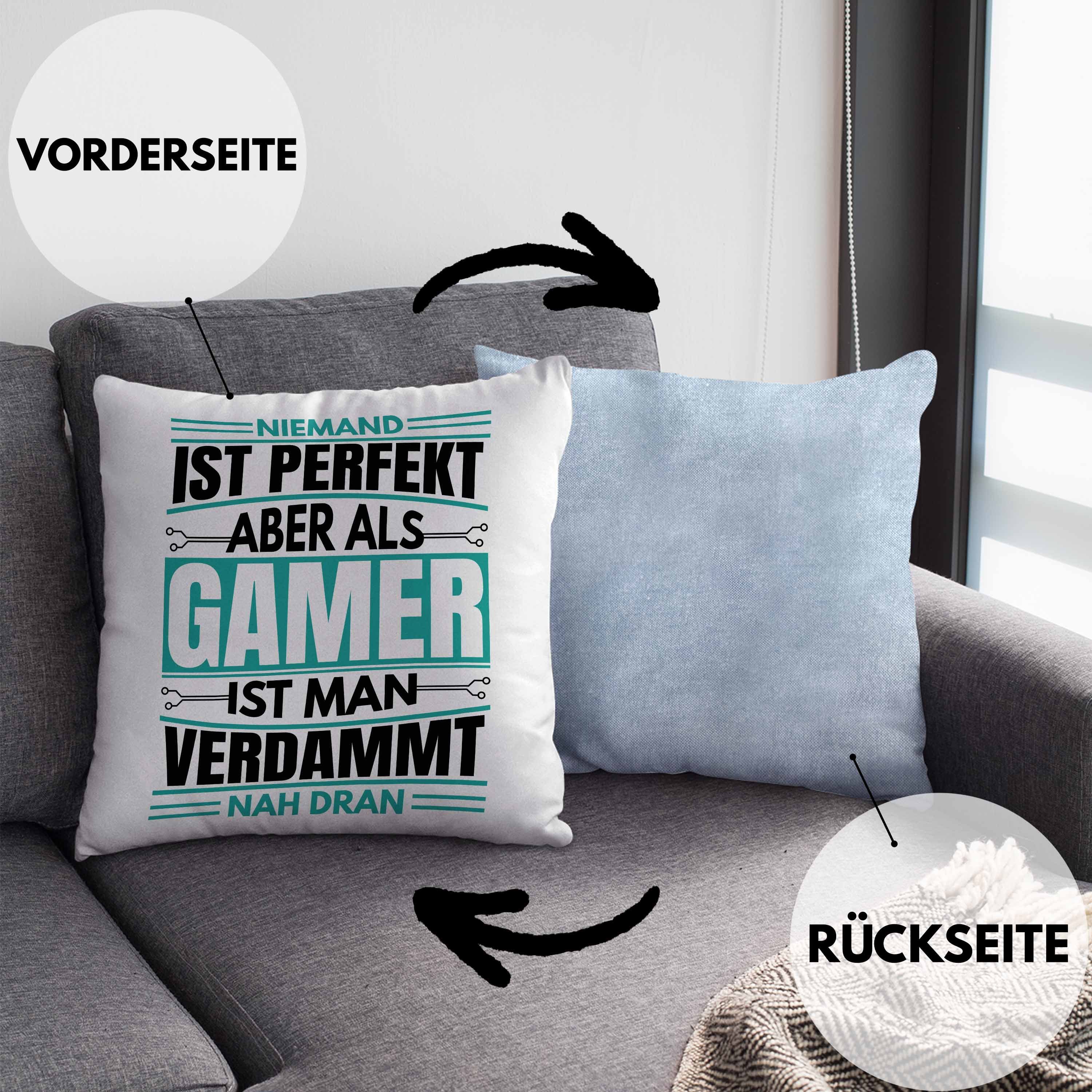 Kissen Geschenkidee Blau Ist Füllung Geschenk - mit Perfekt Dekokissen 40x40 Niemand Trendation Zocker für Trendation Gamer Jungs Dekokissen