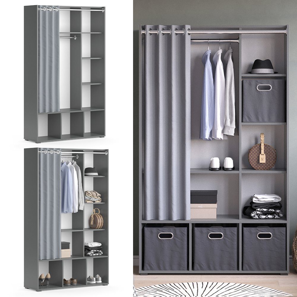 Vicco Kleiderschrank Luigi, Grau, 105.8 x günstig online kaufen